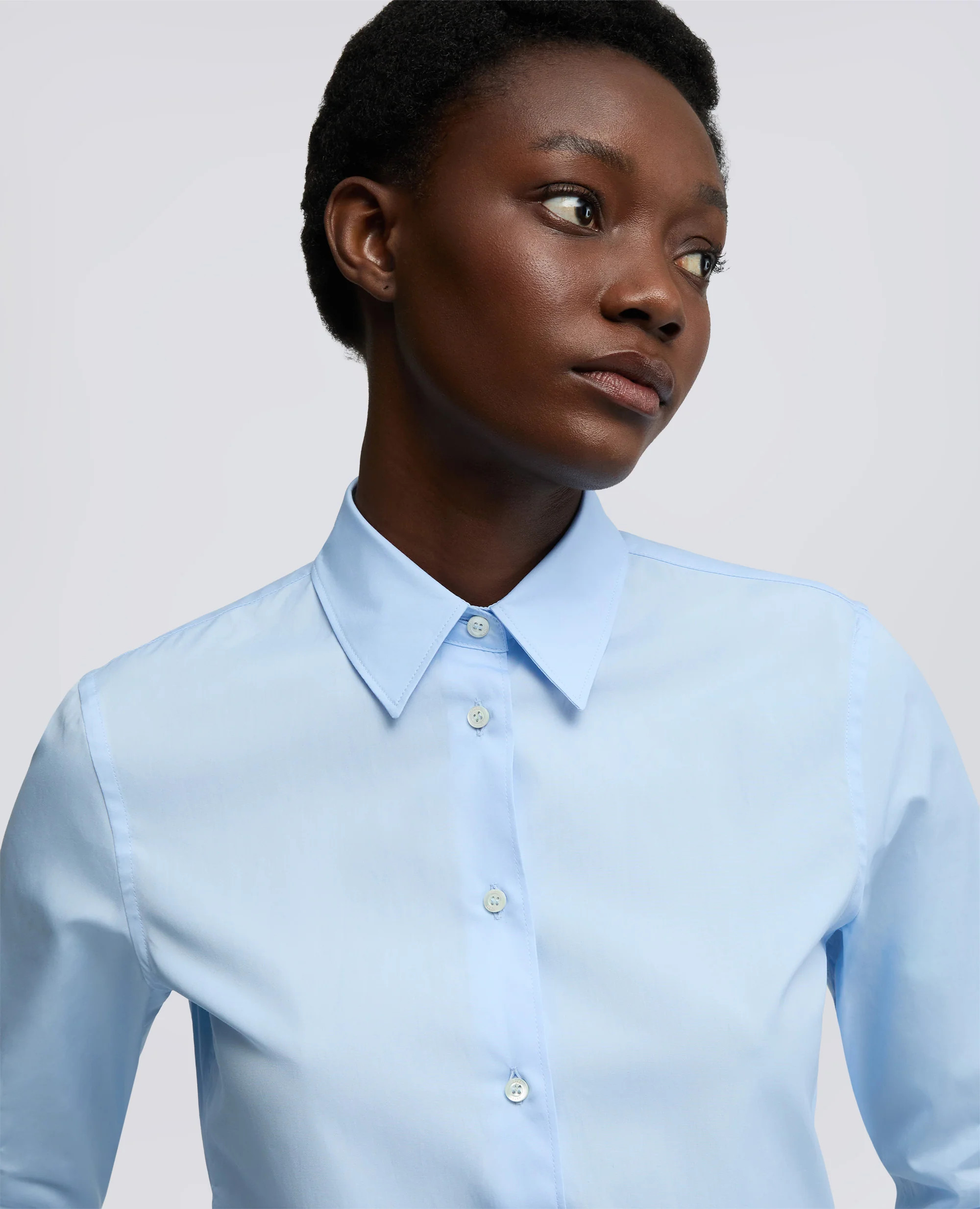 CAMICIA CLASSICA IN POPELINE DI COTONE - AZZURRO - Image 4