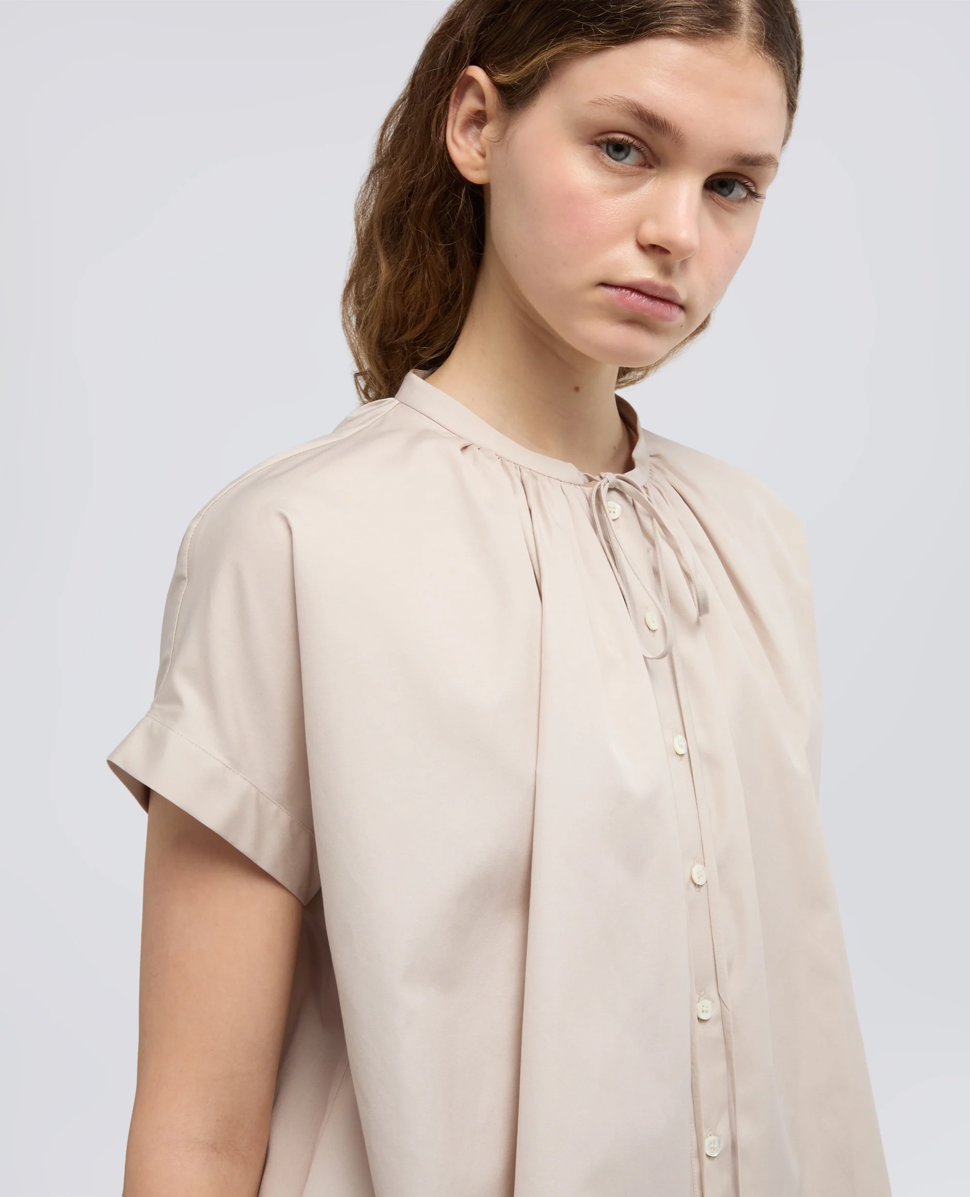 CAMICIA IN POPELINE DI COTONE - BEIGE - Image 4