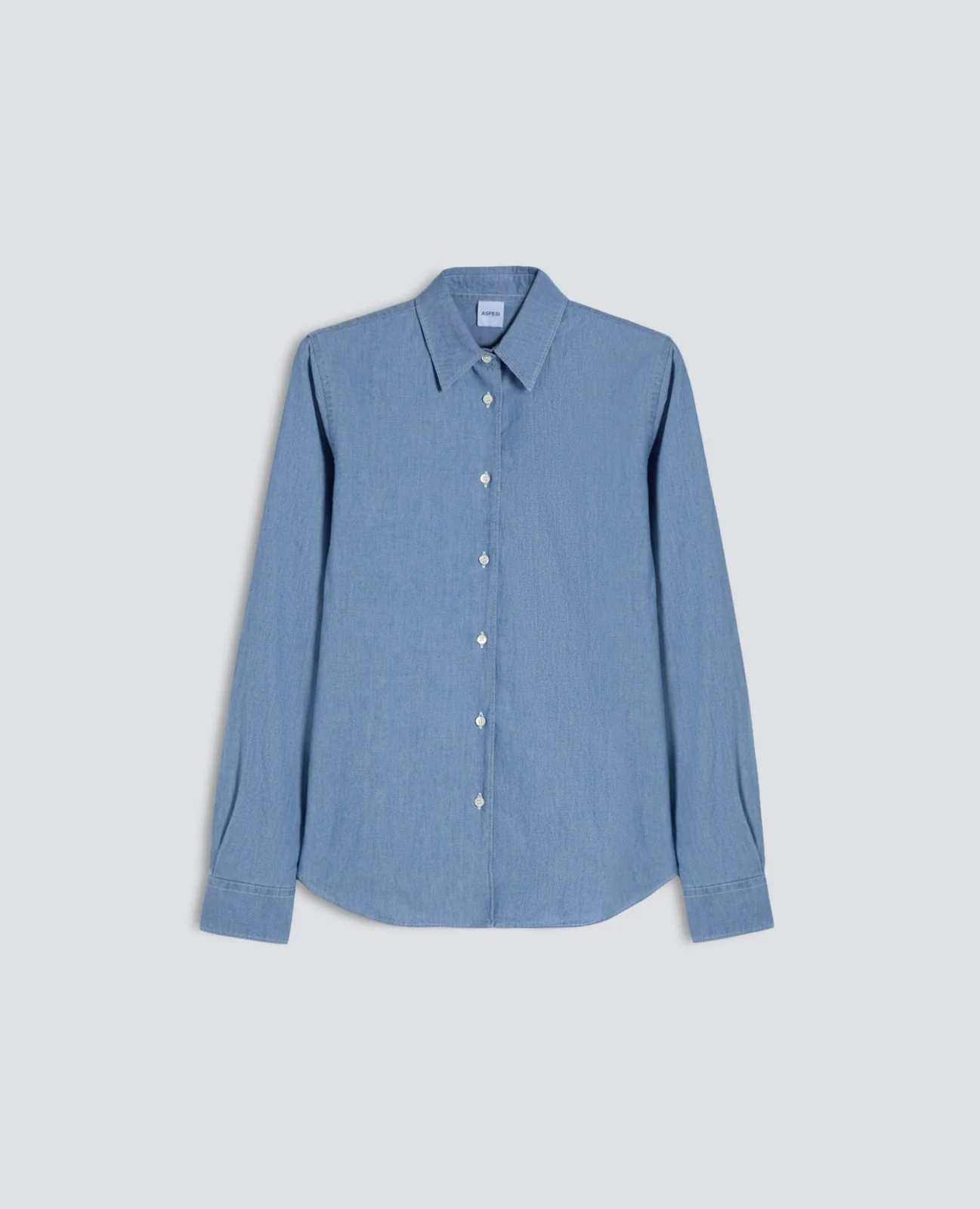 CAMICIA IN POPELINE DI COTONE - DENIM CHIARO
