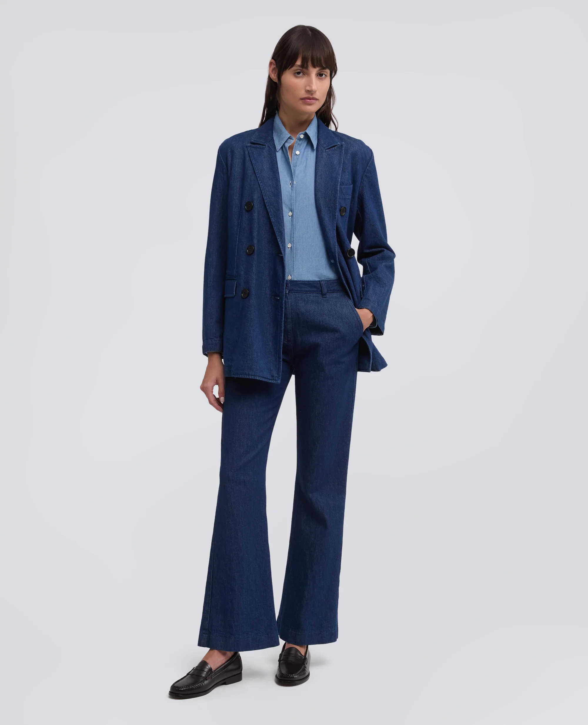 CAMICIA IN POPELINE DI COTONE - DENIM CHIARO - Image 2