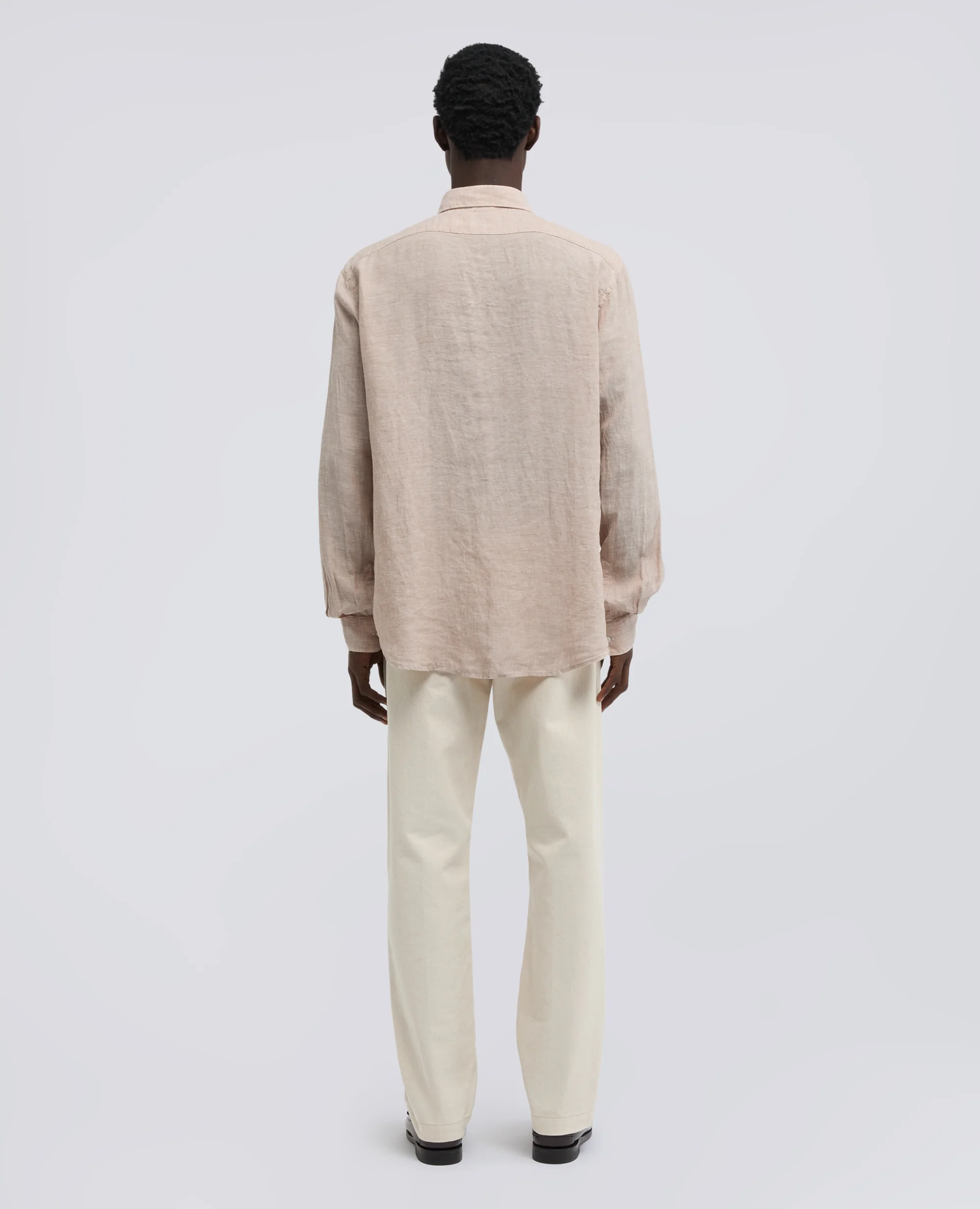 CAMICIA COMMA IN LINO DELAVE - BEIGE - Image 3