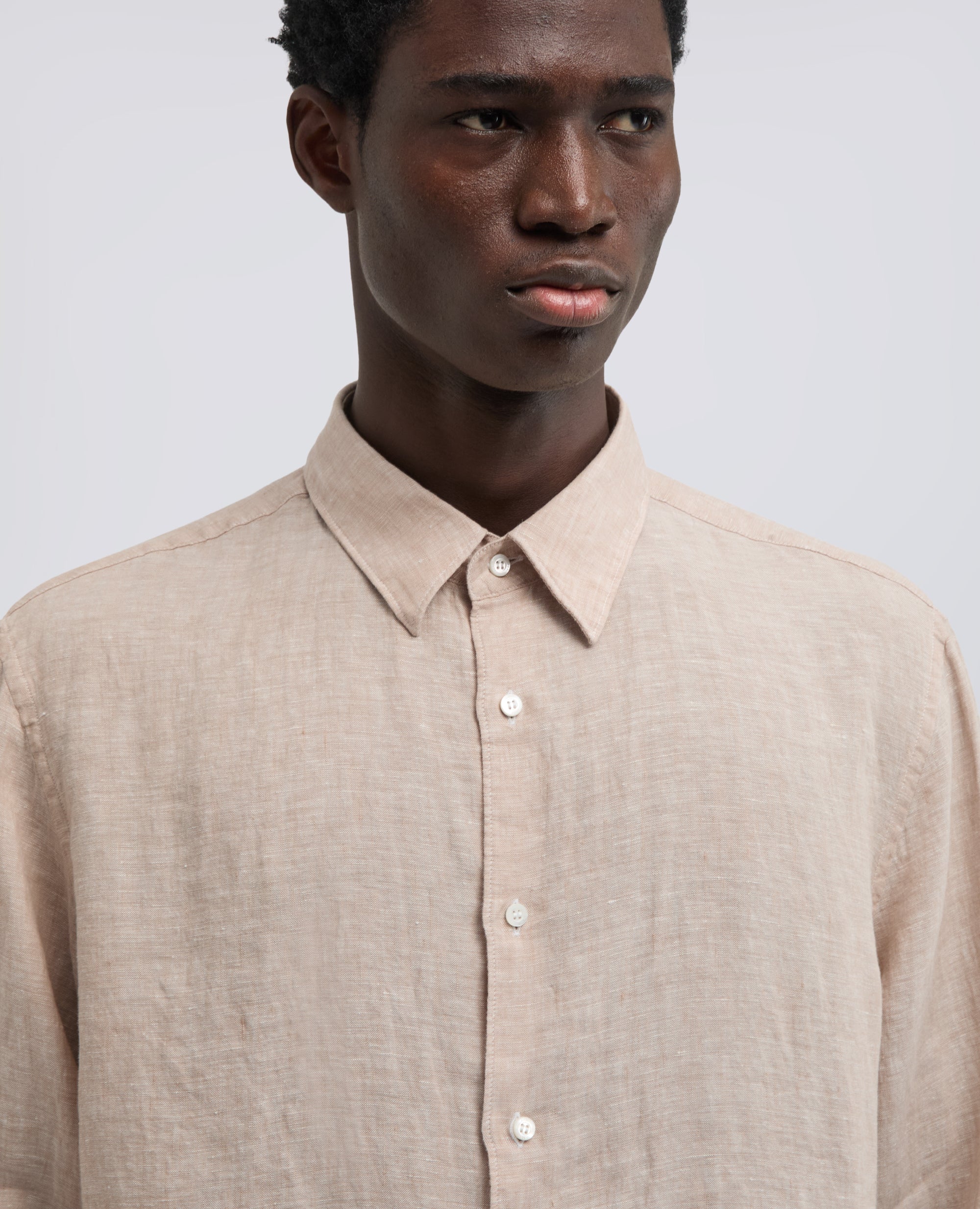 CAMICIA COMMA IN LINO DELAVE - BEIGE - Image 4