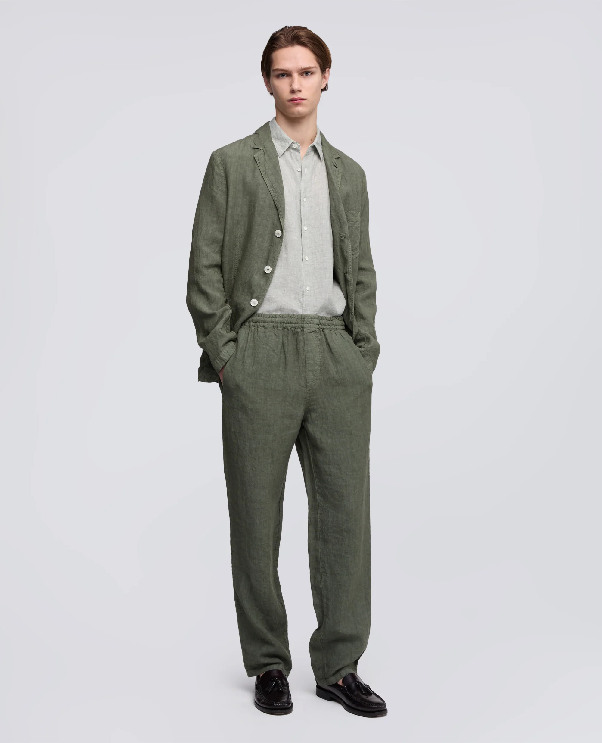 CAMICIA COMMA IN LINO DELAVE - SALVIA - Image 2