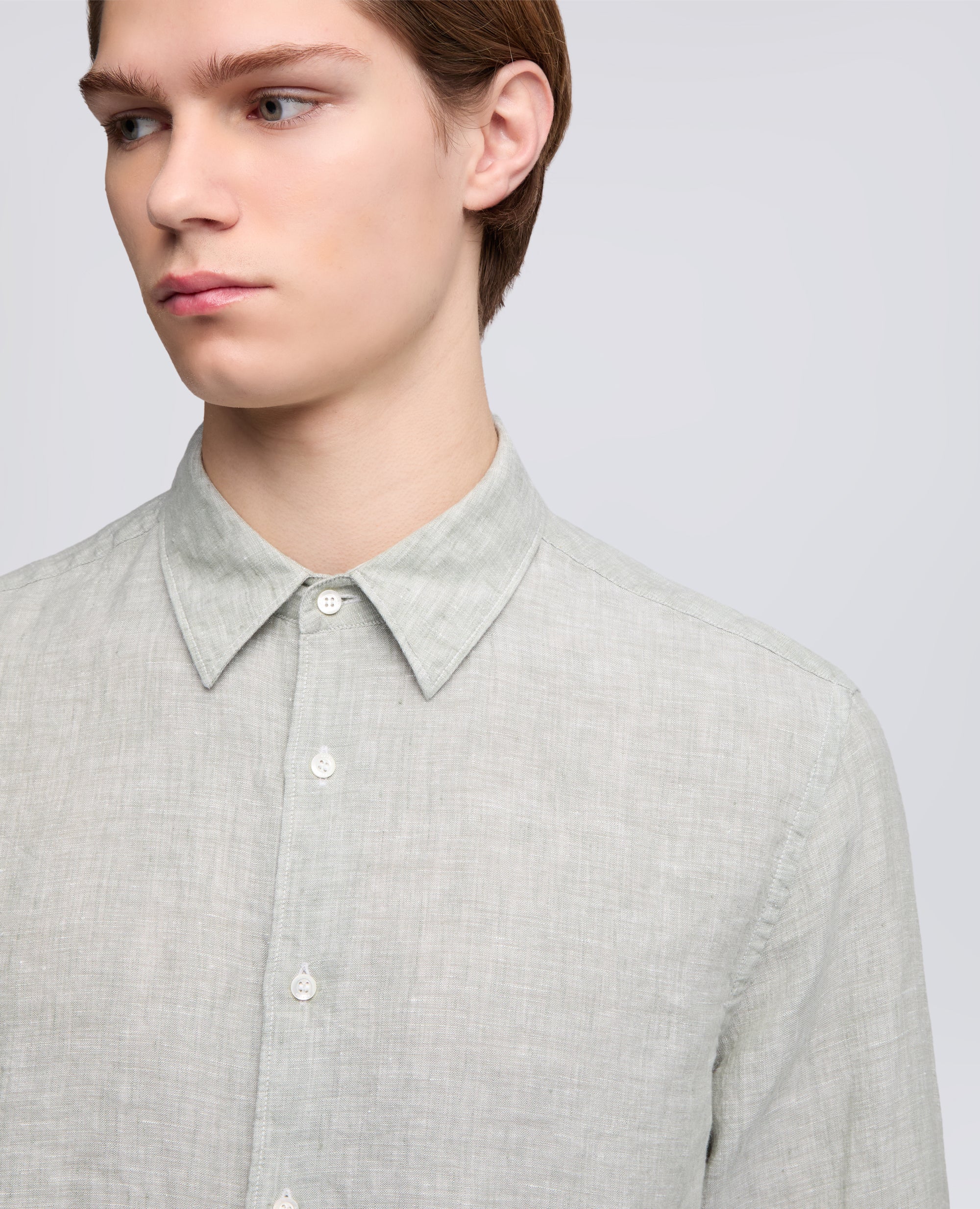 CAMICIA COMMA IN LINO DELAVE - SALVIA - Image 4