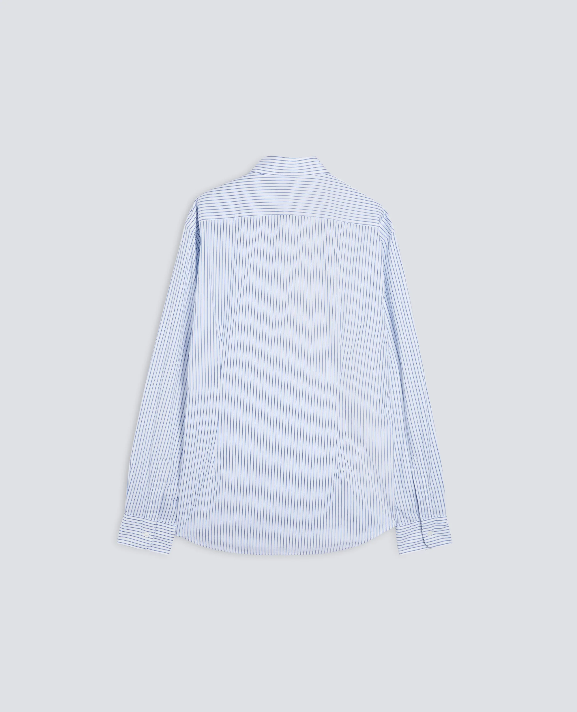 CAMICIA IN POPELINE DI COTONE RIGATO - RIGA BLU - Image 2