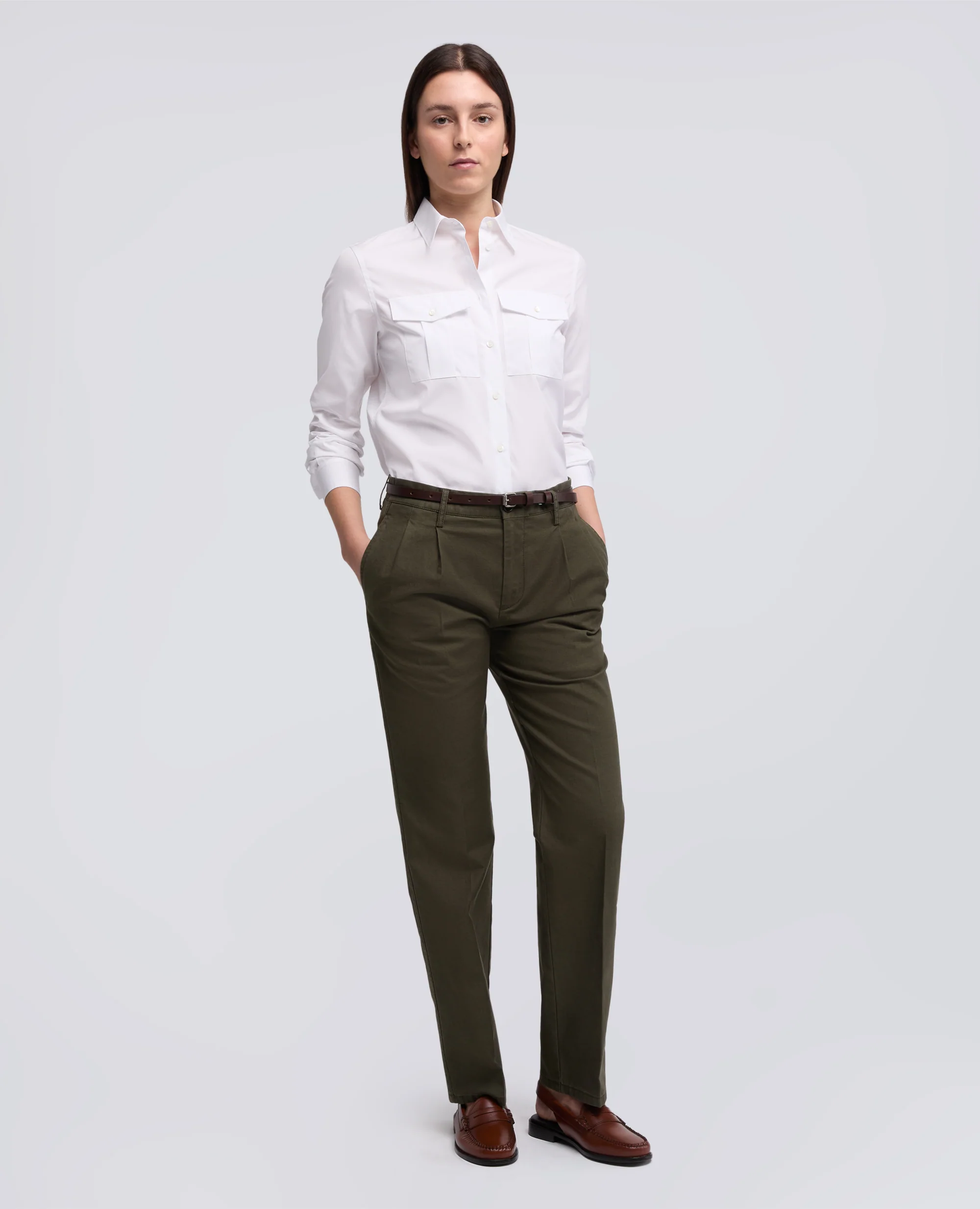 CAMICIA CLASSICA IN POPELINE DI COTONE - BIANCO - Image 2