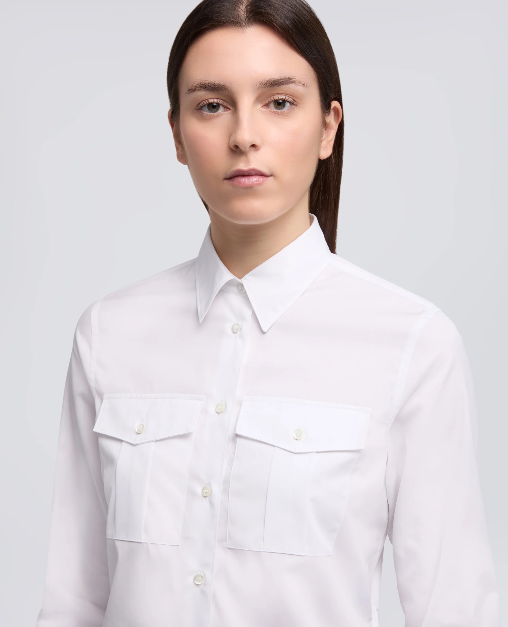 CAMICIA CLASSICA IN POPELINE DI COTONE - BIANCO - Image 4