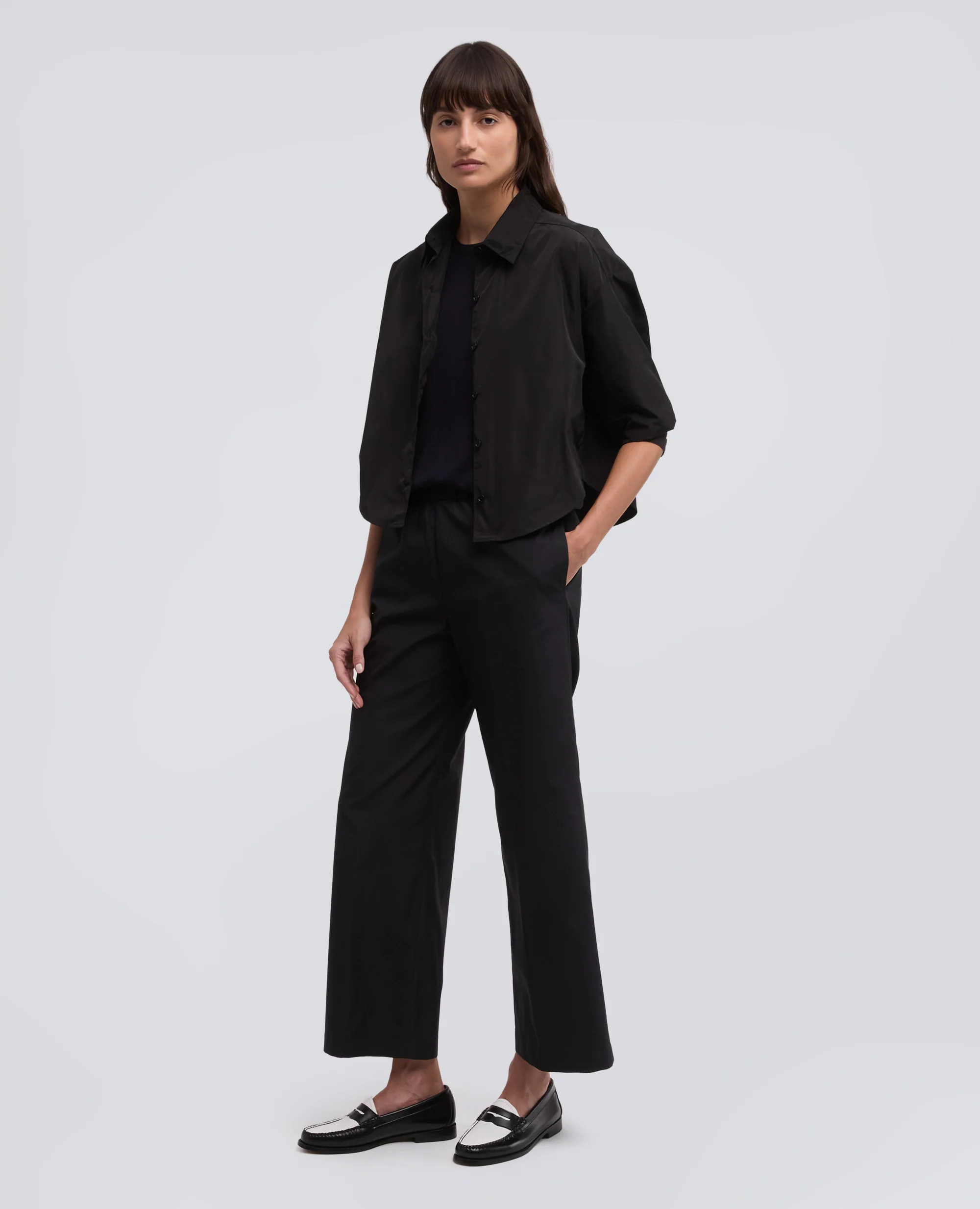 CAMICIA IN POLIESTERE TECNICO - NERO - Image 2