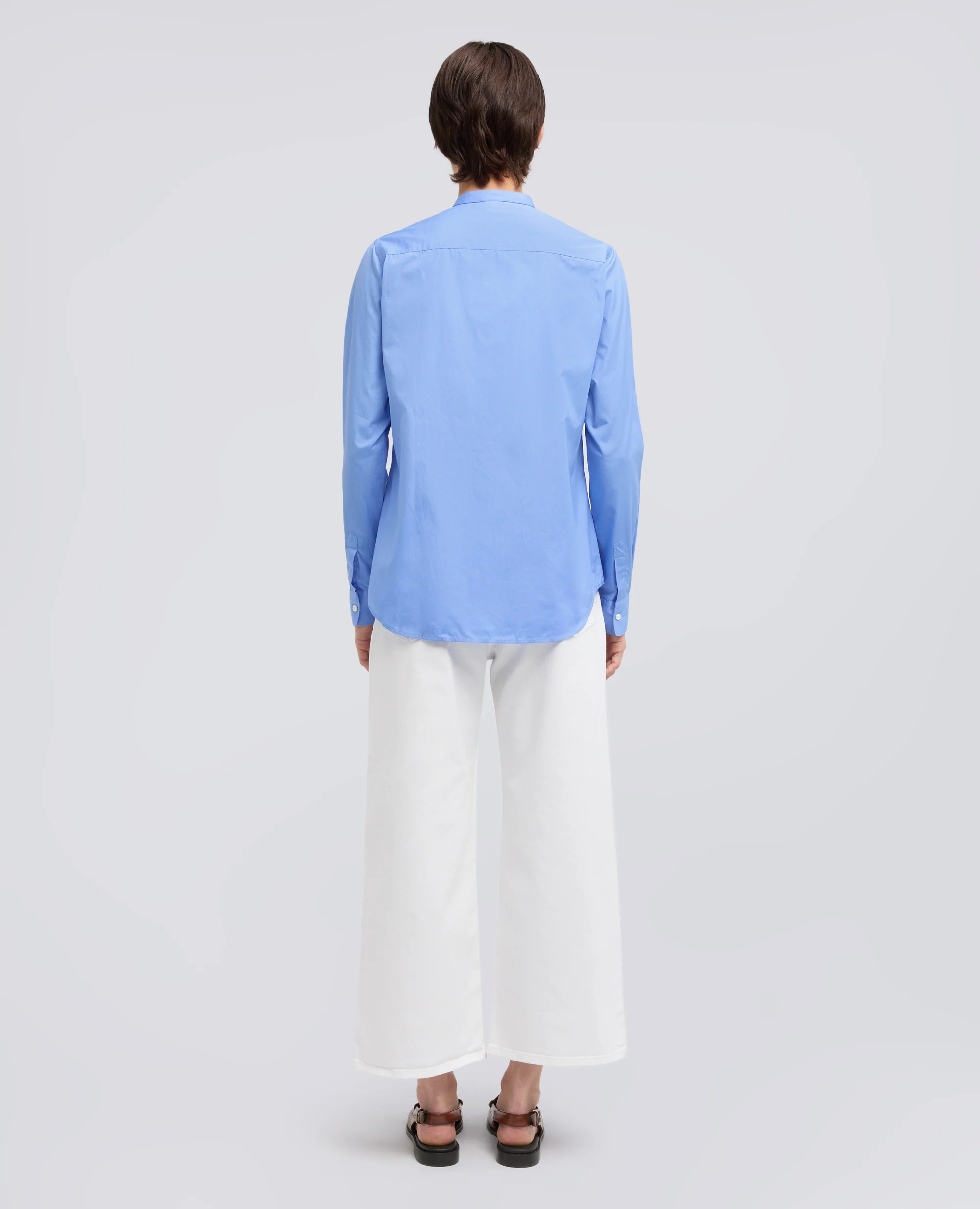 CAMICIA CLASSICA IN POPELINE DI COTONE - AZZURRO - Image 3