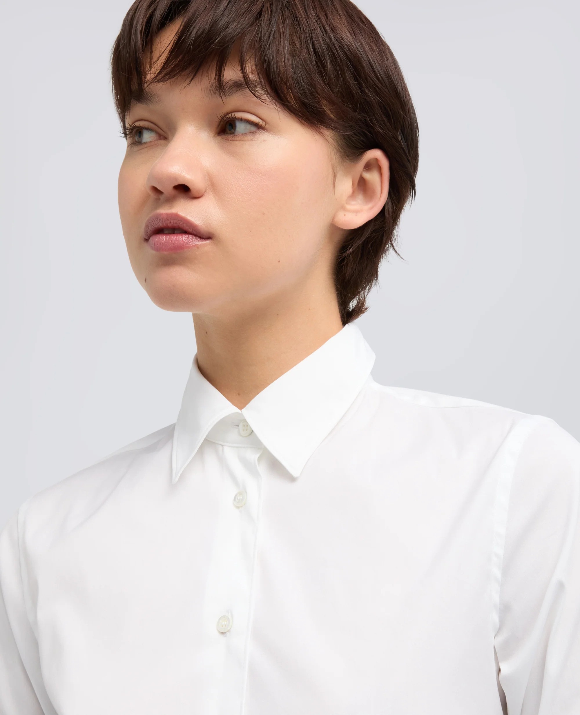 CAMICIA IN POPELINE DI MISTO COTONE STRETCH - BIANCO - Image 4