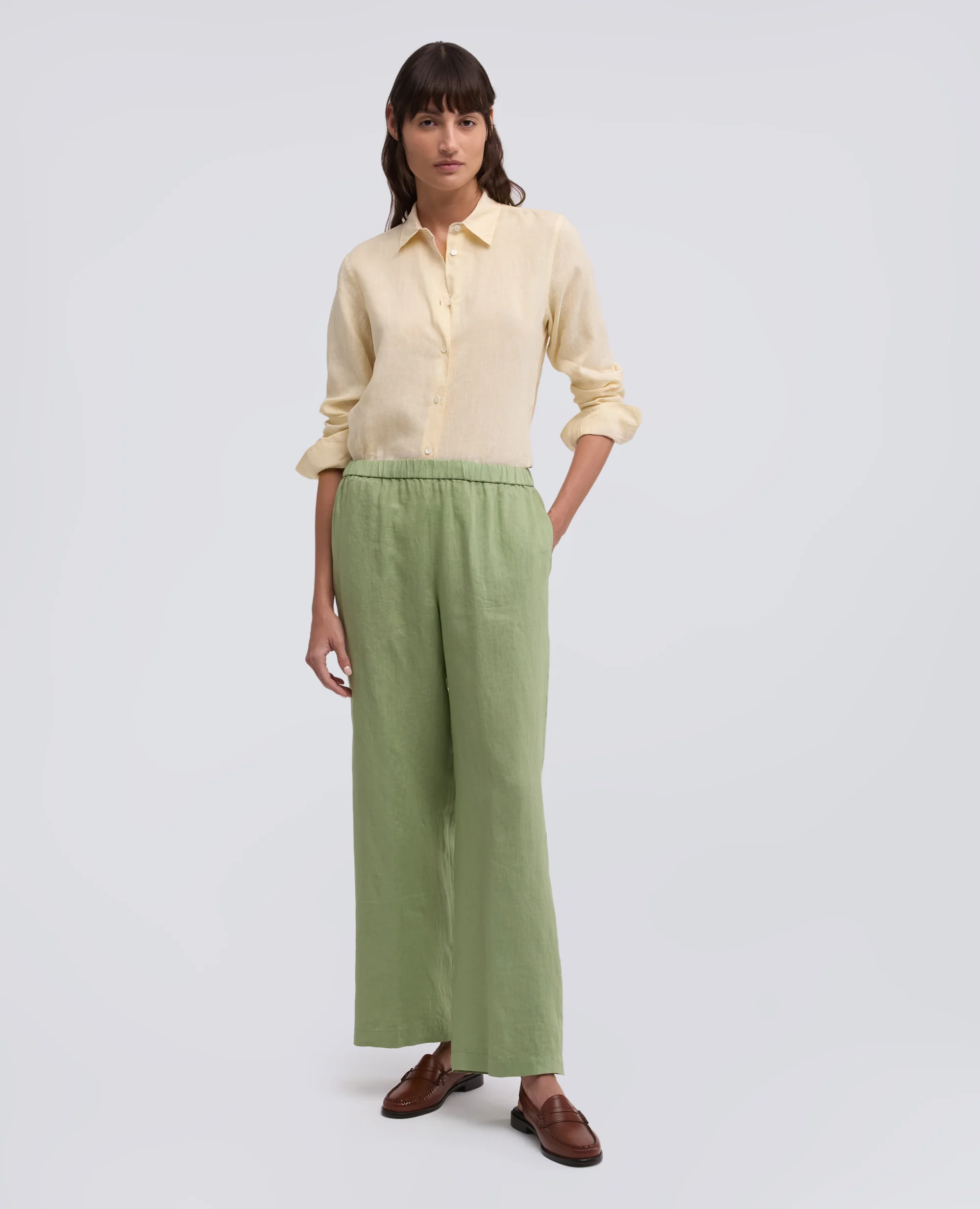 CAMICIA CLASSICA IN LINO - NATURALE - Image 2