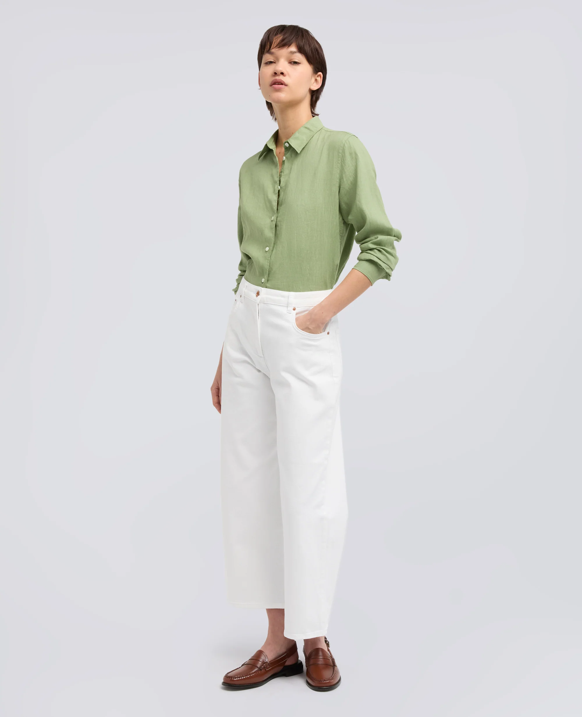 CAMICIA CLASSICA IN LINO - SALVIA - Image 2