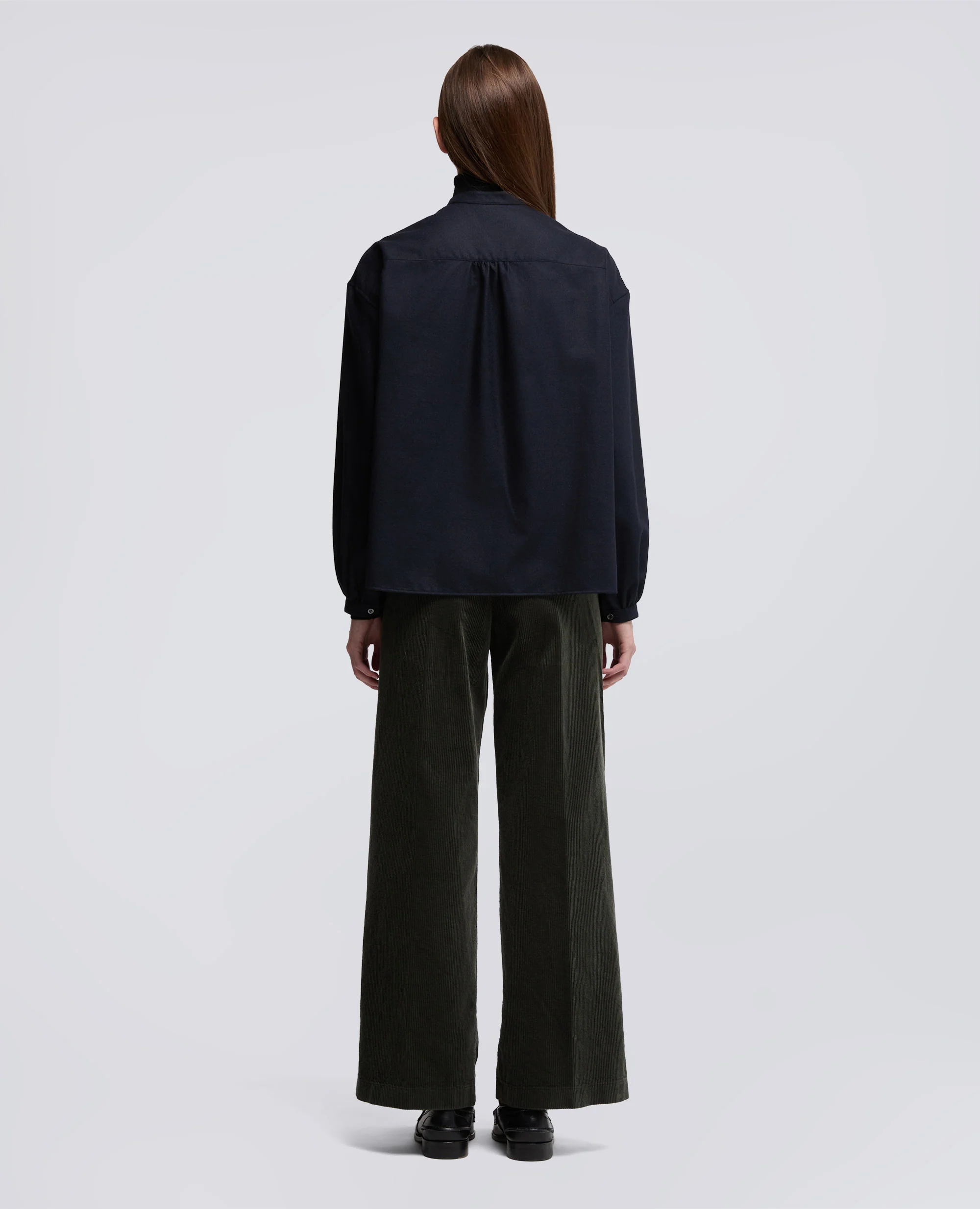 CAMICIA IN FLANELLA DI MISTO LANA - NAVY - Image 3