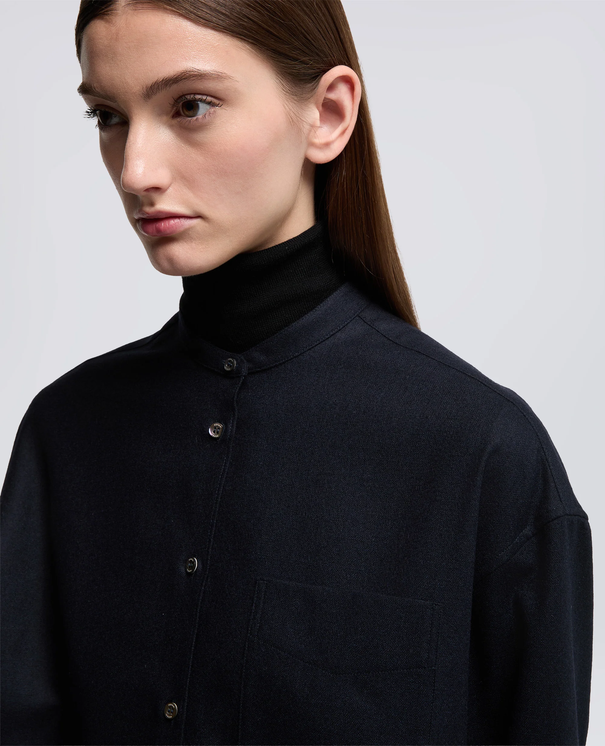 CAMICIA IN FLANELLA DI MISTO LANA - NAVY - Image 4