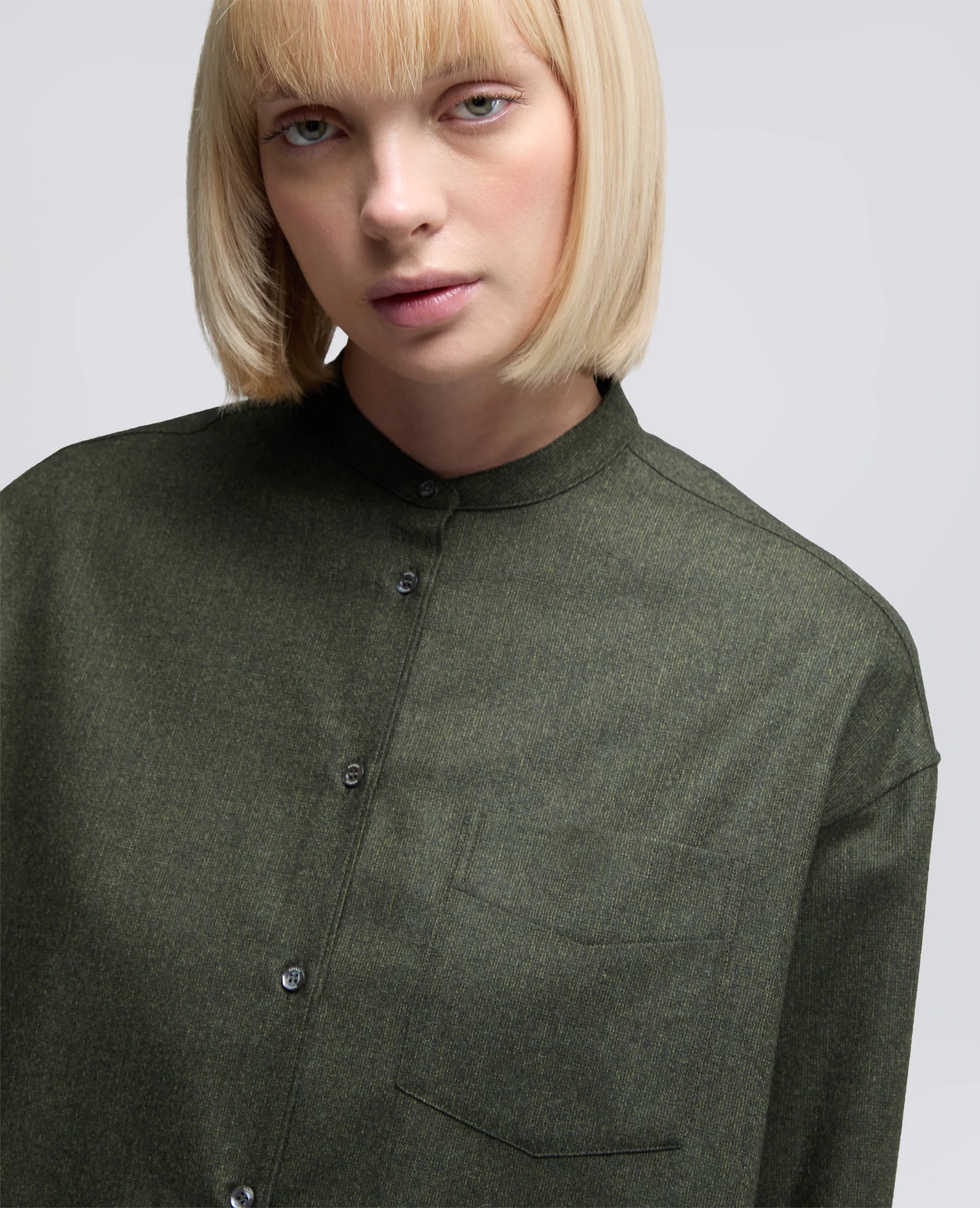 CAMICIA IN FLANELLA DI MISTO LANA - MILITARE - Image 4