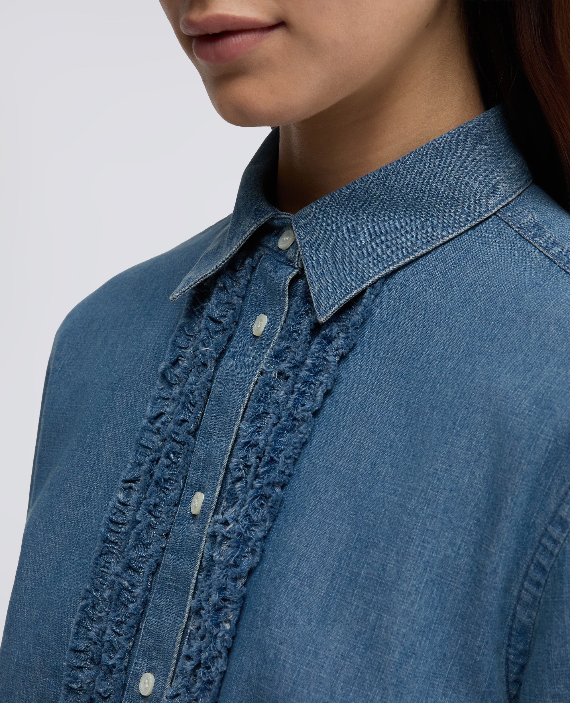 CAMICIA IN CHAMBRAY DI COTONE - DENIM - Image 4