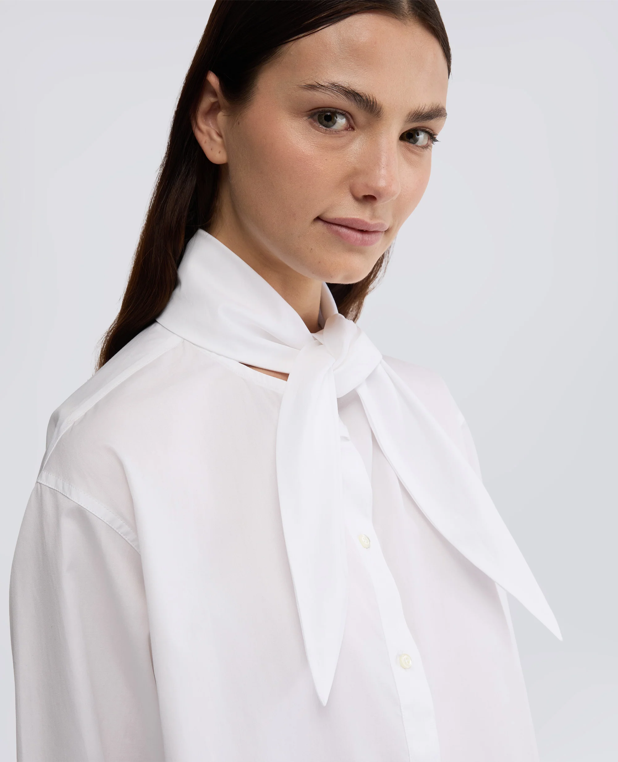 CAMICIA CON COLLO ANNODABILE - BIANCO - Image 4