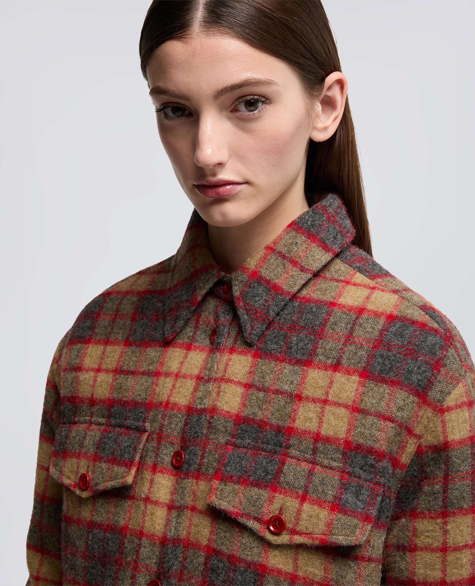 CAMICIA IN LANA SHETLAND - CHECK ROSSO - Image 4