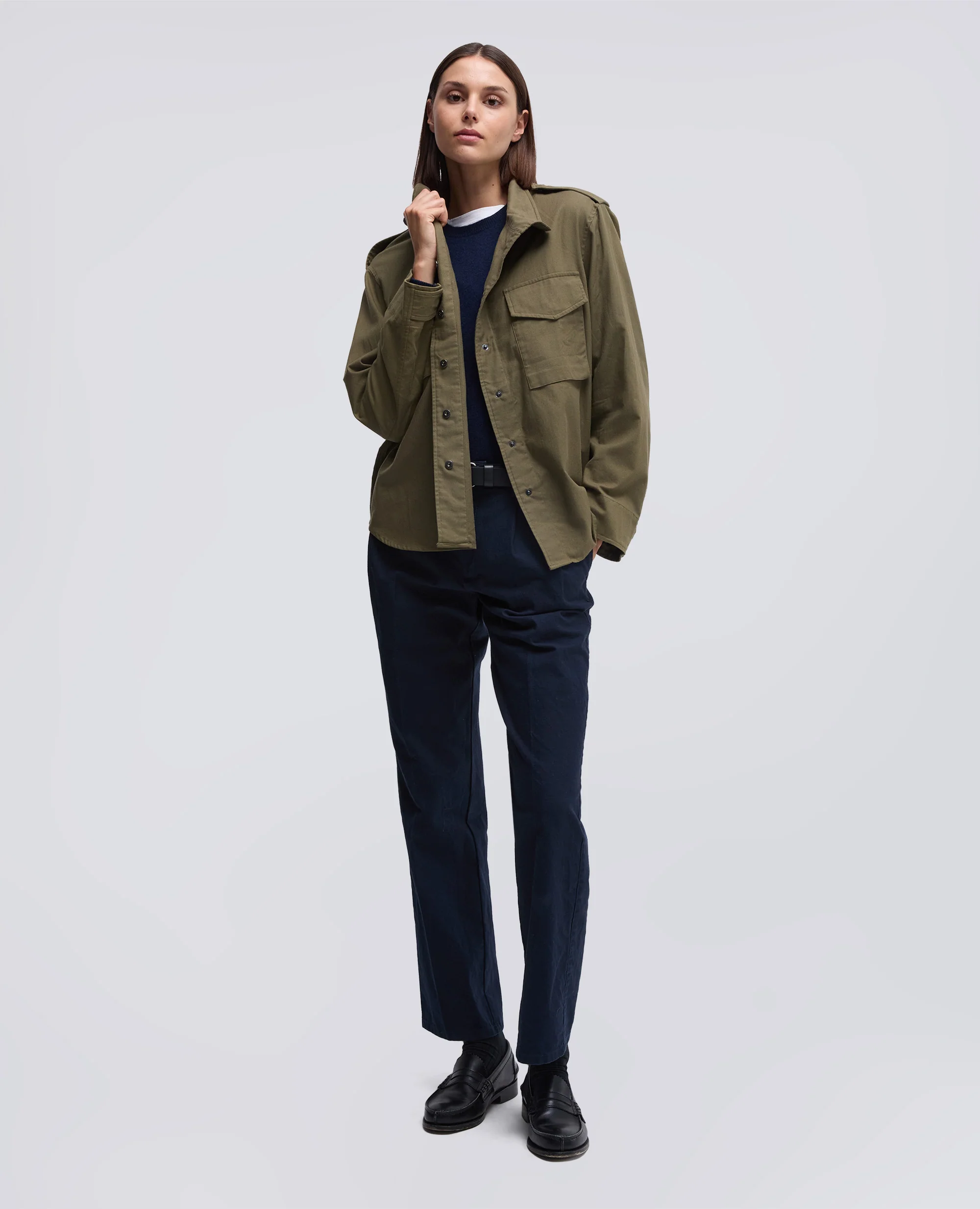 CAMICIA MILITARE IN TWILL DI COTONE - MILITARE - Image 2