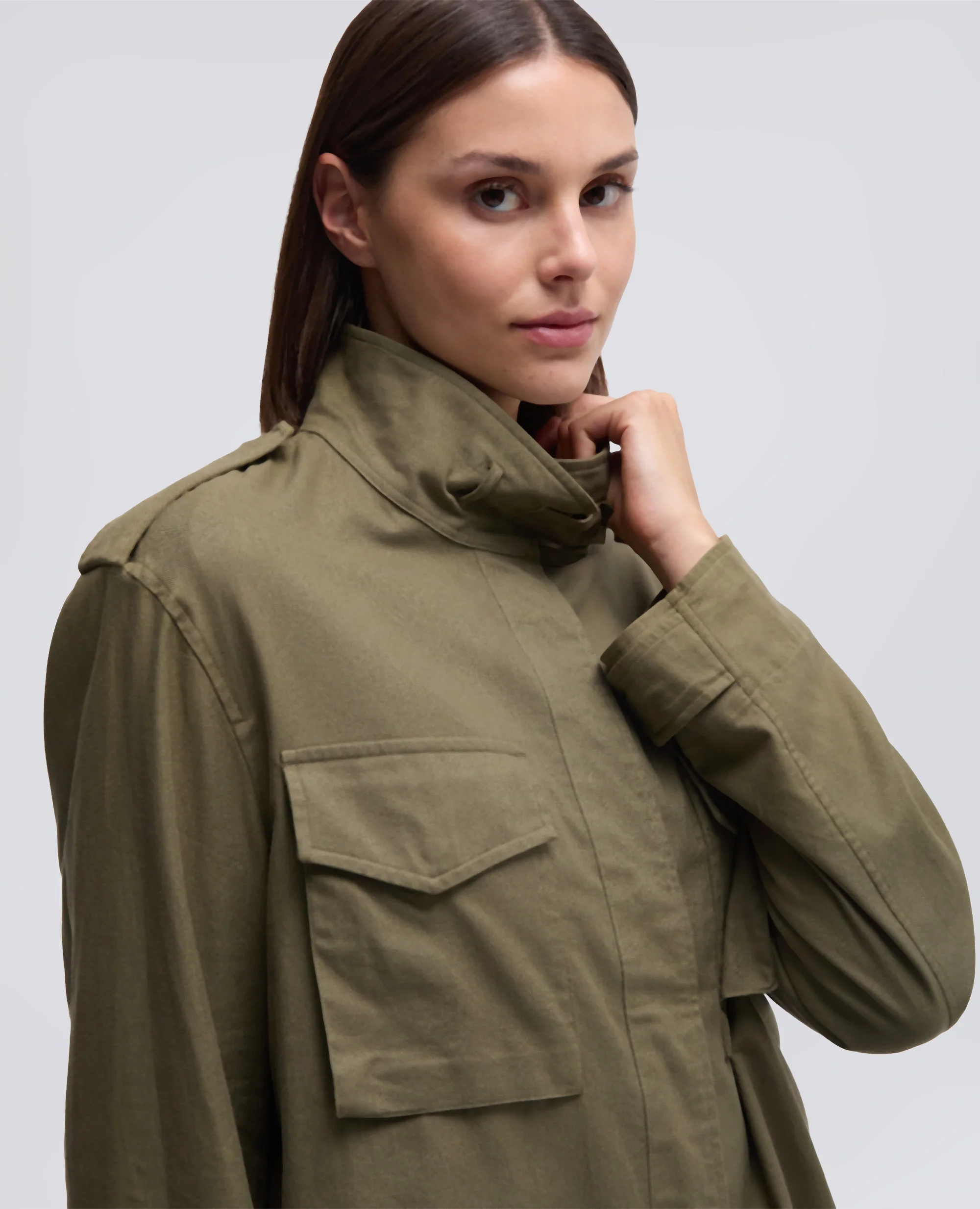 CAMICIA MILITARE IN TWILL DI COTONE - MILITARE - Image 4