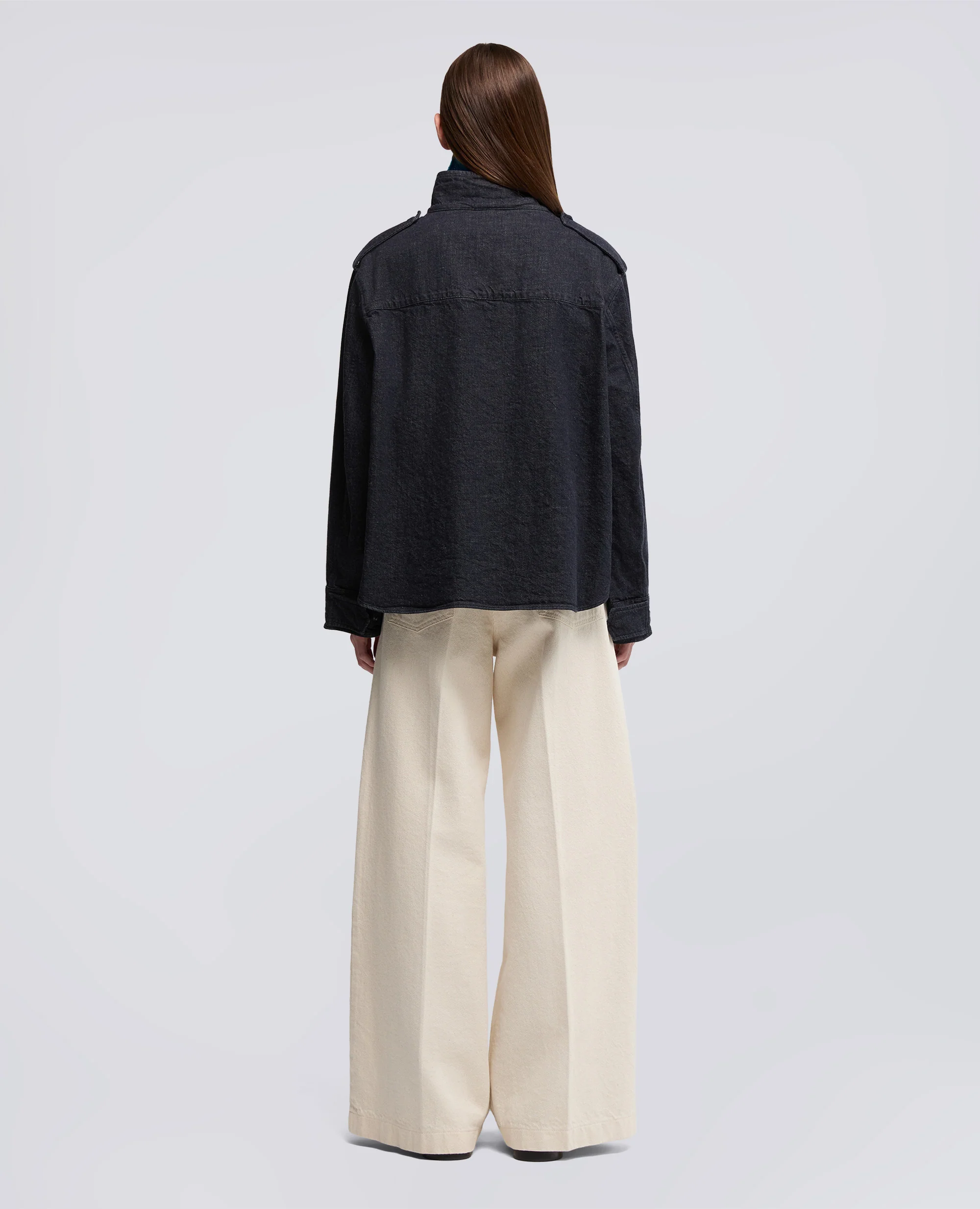 CAMICIA IN DENIM CON COLLO ALTO - DENIM - Image 3