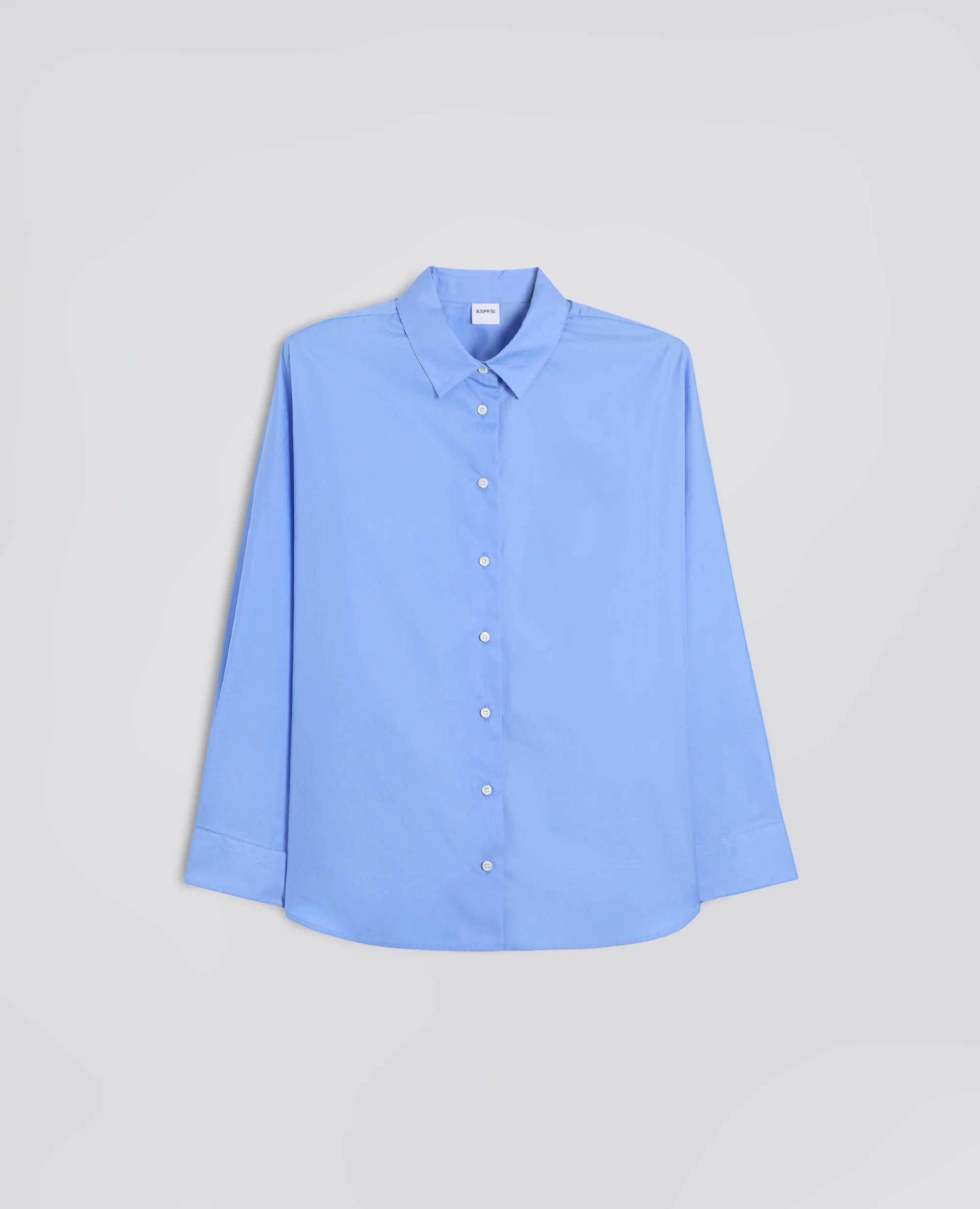 CAMICIA IN POPELINE DI COTONE - AZZURRO
