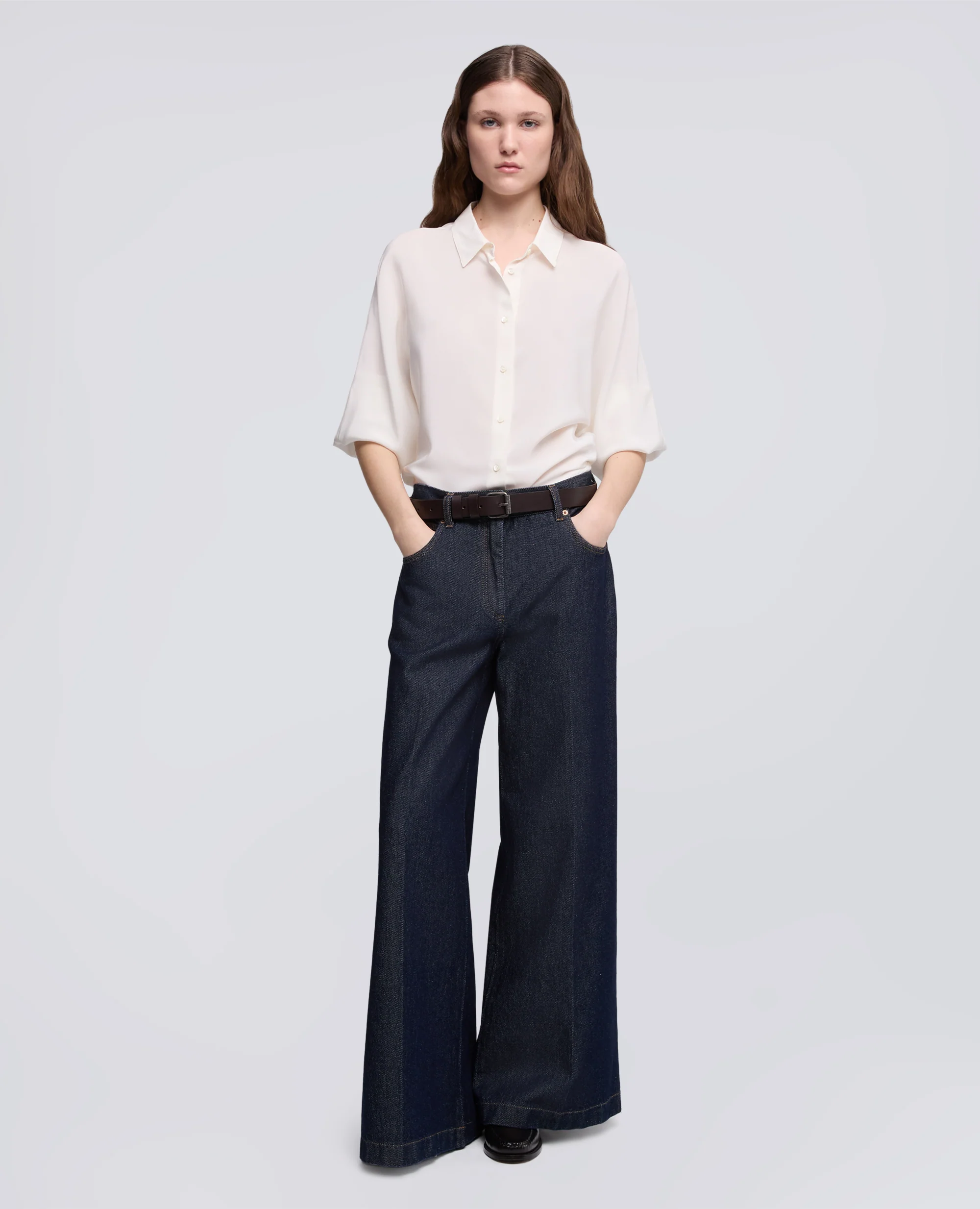 CAMICIA IN CREPE DE CHINE DI SETA - NATURALE - Image 2