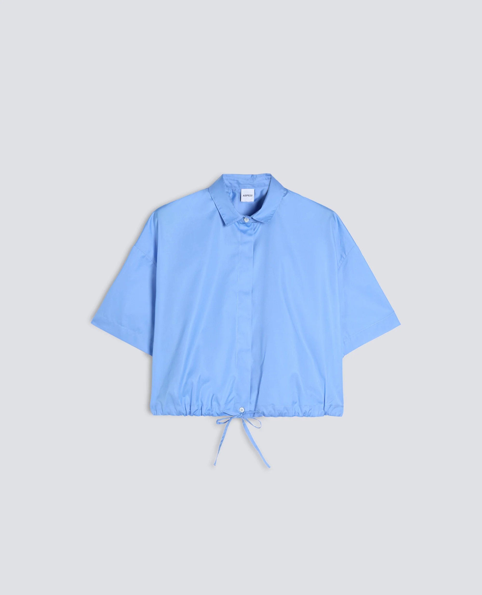 CAMICIA IN POPELINE DI COTONE - AZZURRO