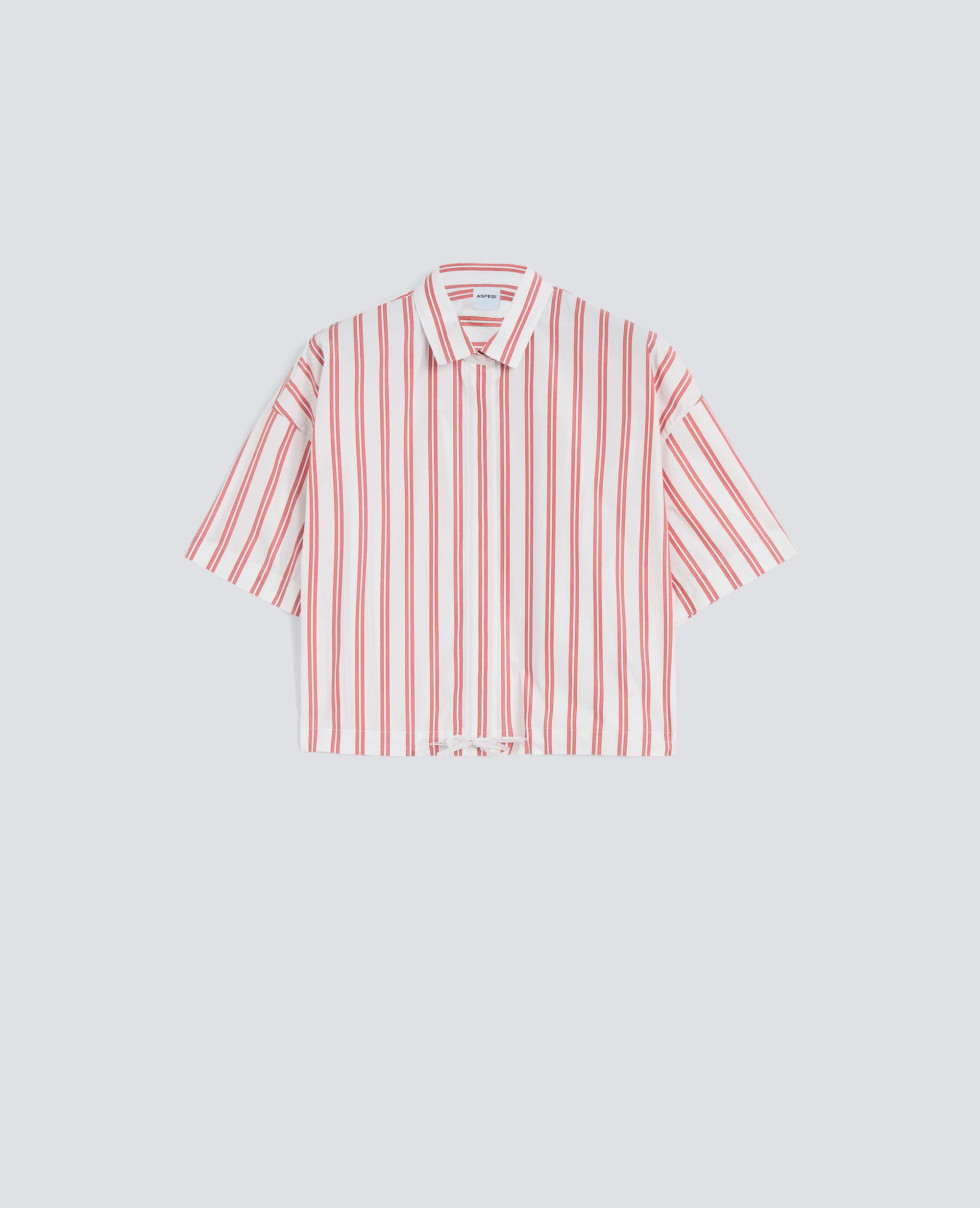CAMICIA IN POPELINE DI COTONE - RIGA ROSSA