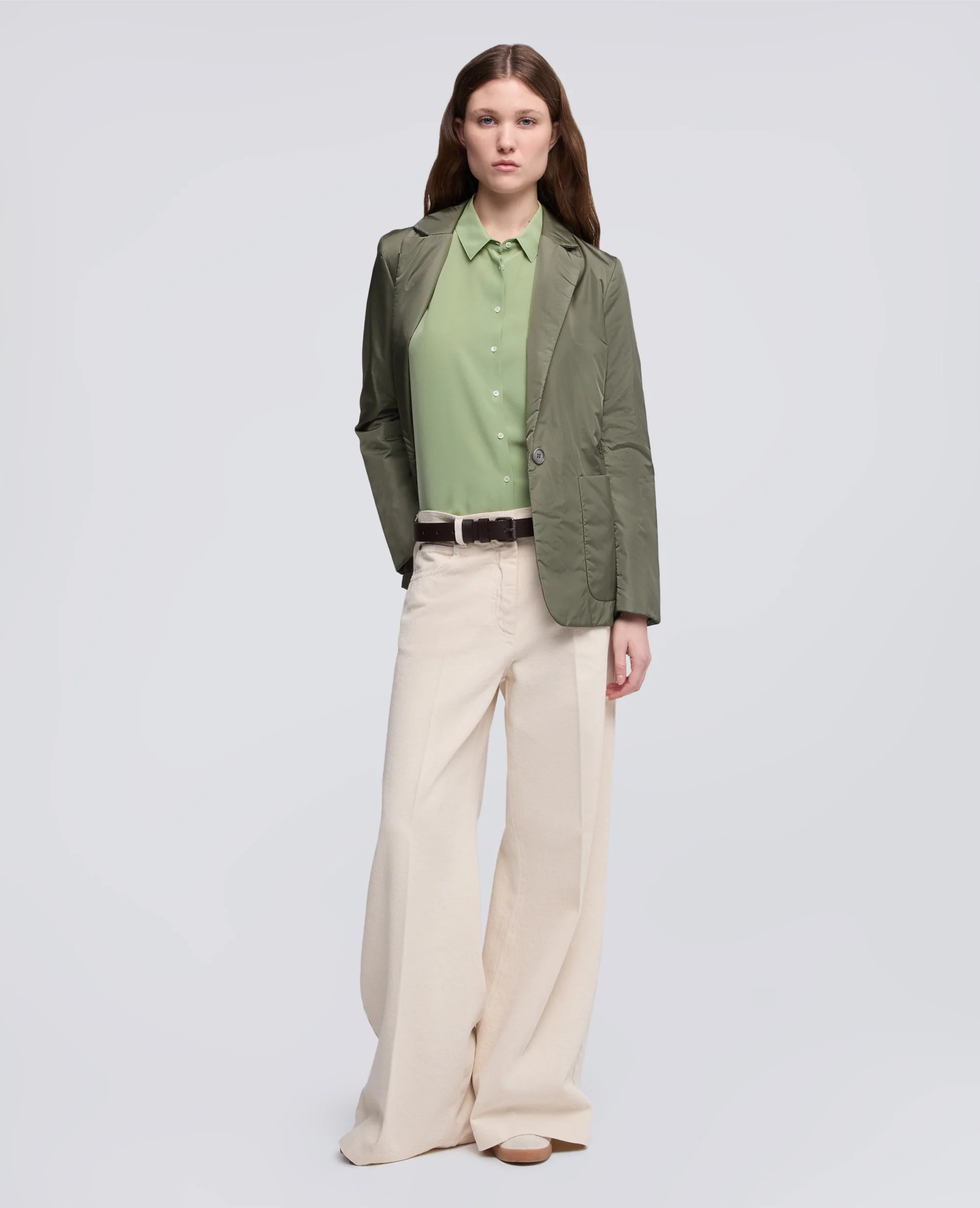 CAMICIA IN CREPE DE CHINE SETA - VERDINO - Image 2