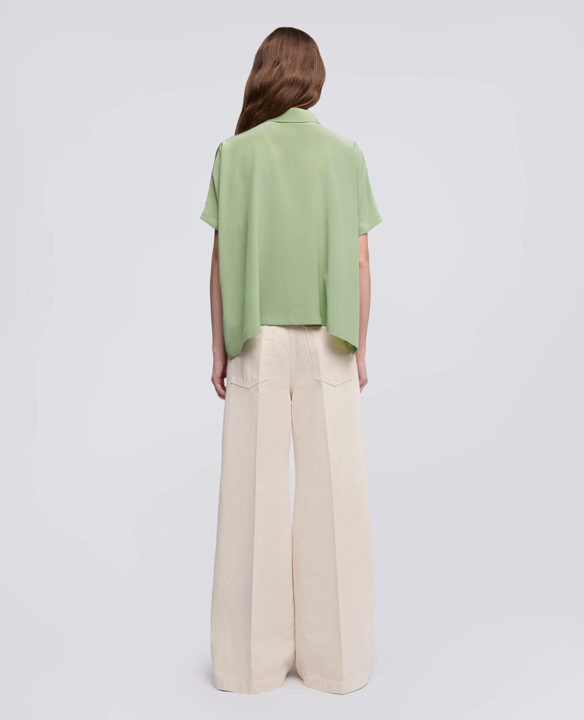 CAMICIA IN CREPE DE CHINE SETA - VERDINO - Image 3