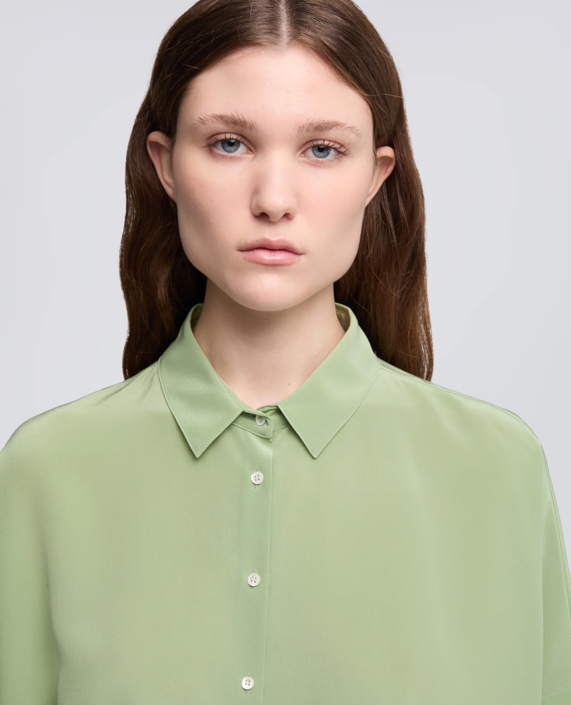 CAMICIA IN CREPE DE CHINE SETA - VERDINO - Image 4