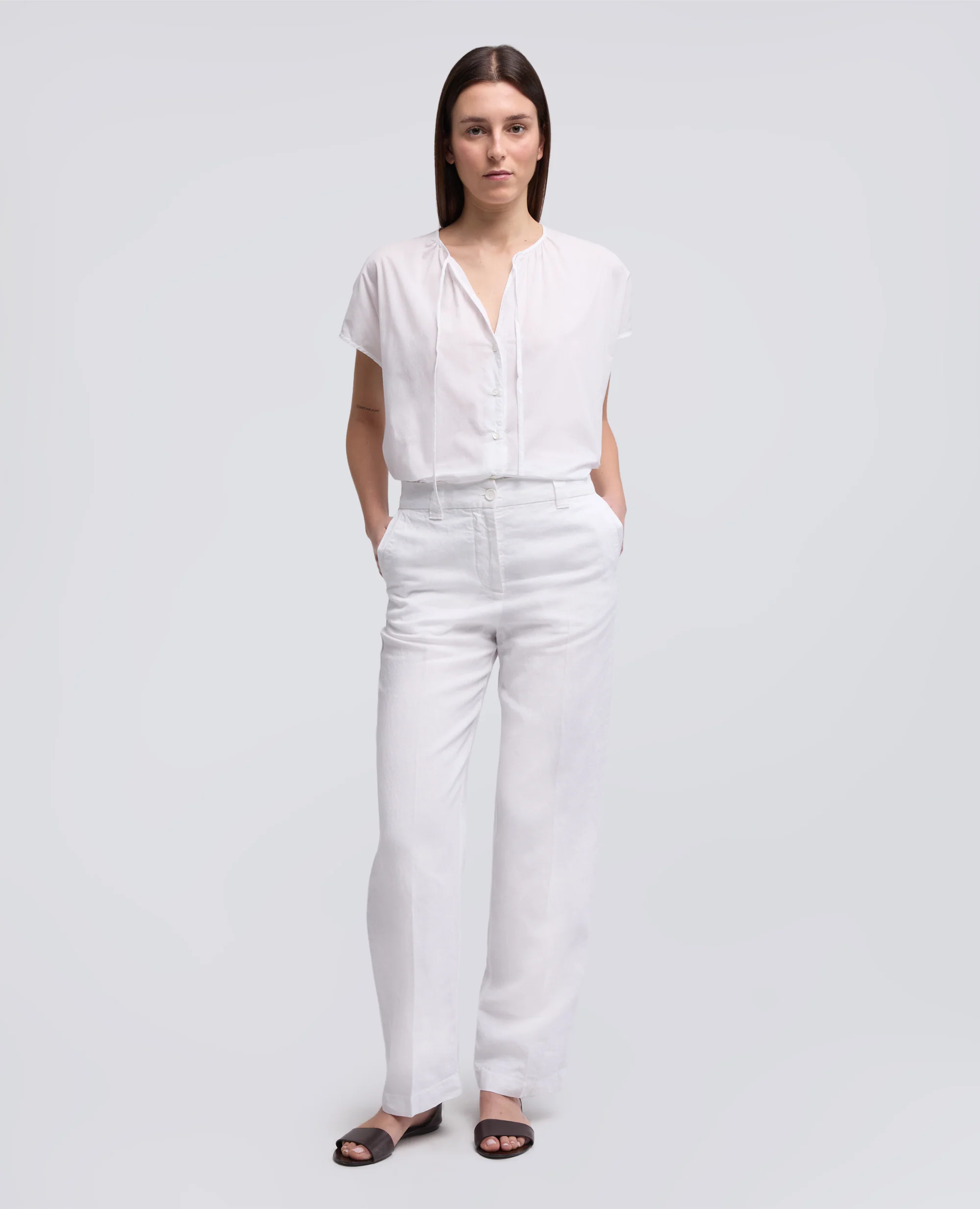 CAMICIA IN MUSSOLA DI COTONE - BIANCO - Image 2