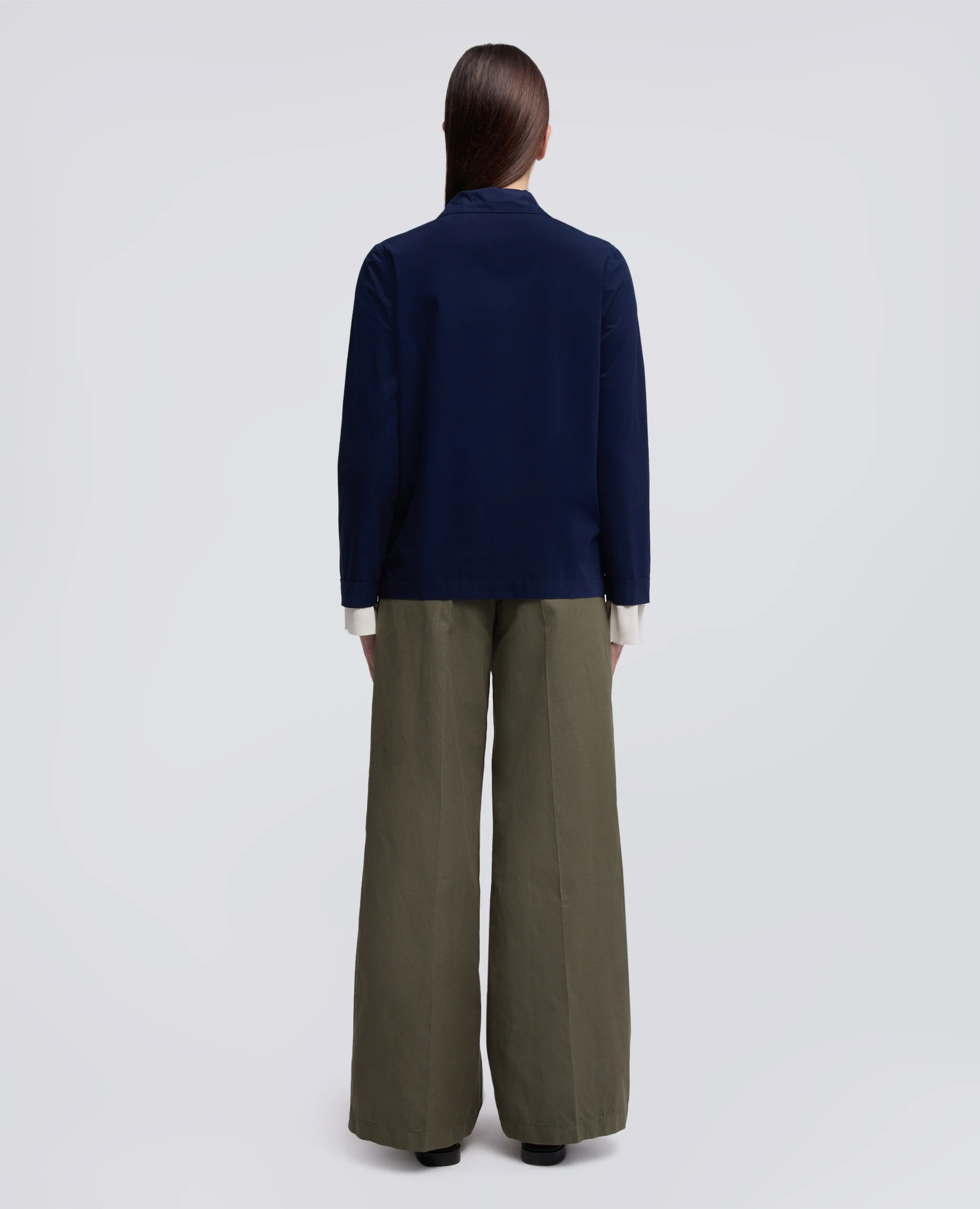 GIACCA CAMICIA TIPO PIGIAMA IN POPELINE COTONE TINTO CAPO - BLU - Image 3