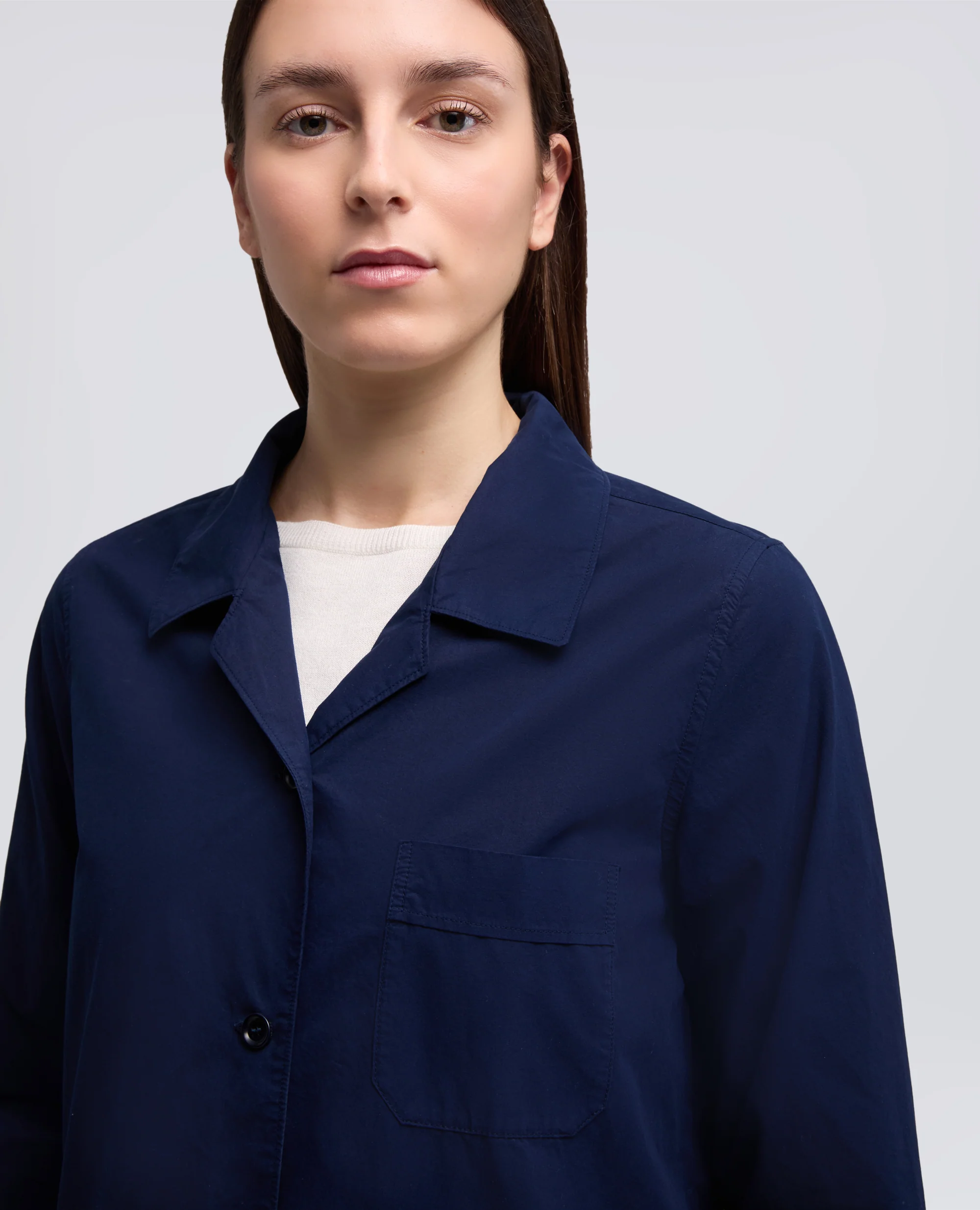 GIACCA CAMICIA TIPO PIGIAMA IN POPELINE COTONE TINTO CAPO - BLU - Image 4