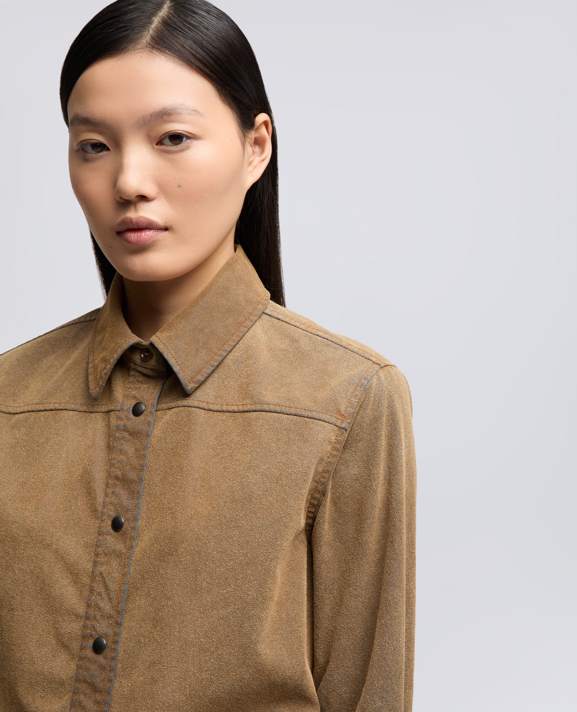 CAMICIA IN CHAMBRAY FLOCCATO EFFETTO PELLE - COLONIALE - Image 3