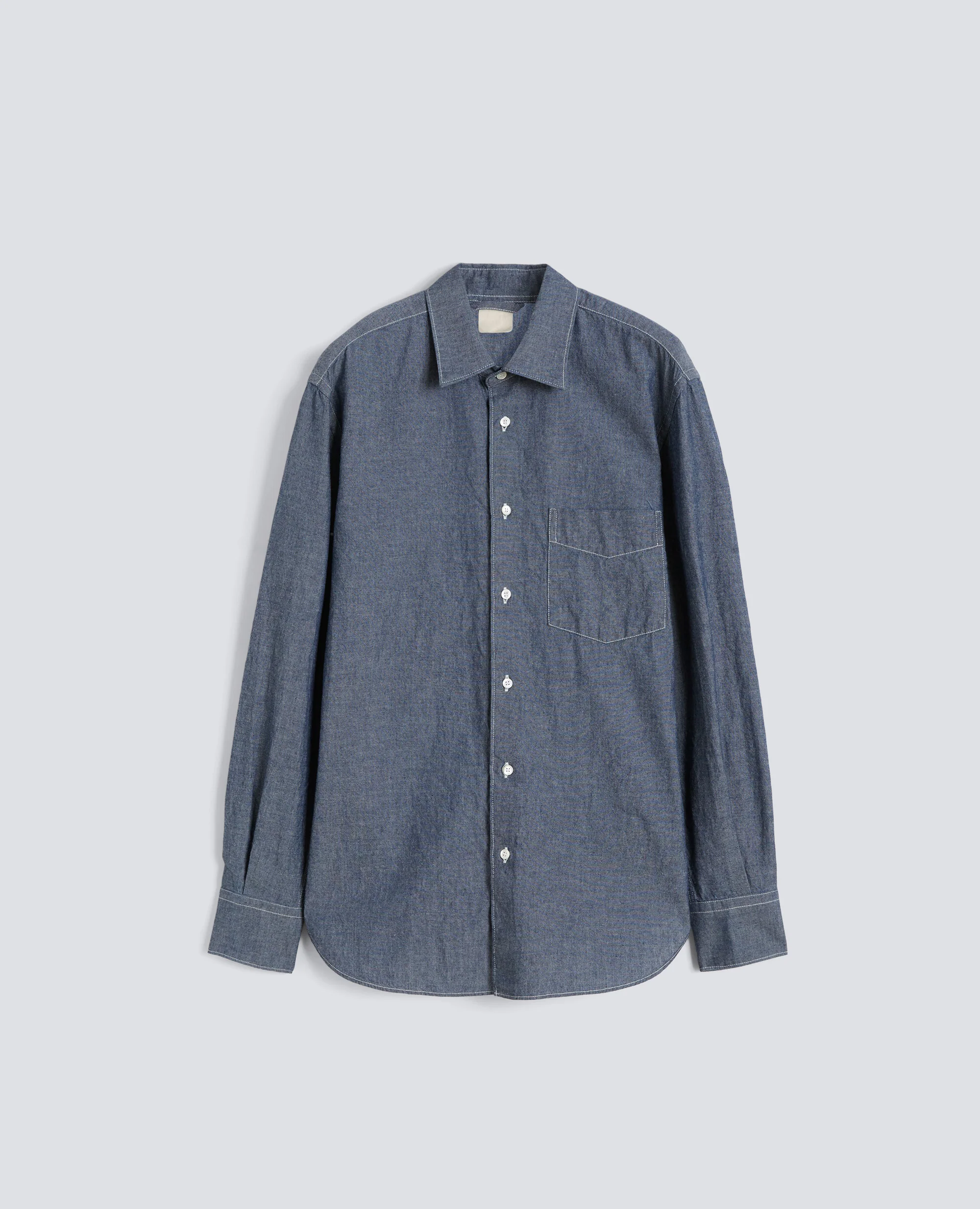 CAMICIA IN CHAMBRAY COTONE  CON COLLO CLASSICO - AA CAPSULE COLLECTION - DENIM