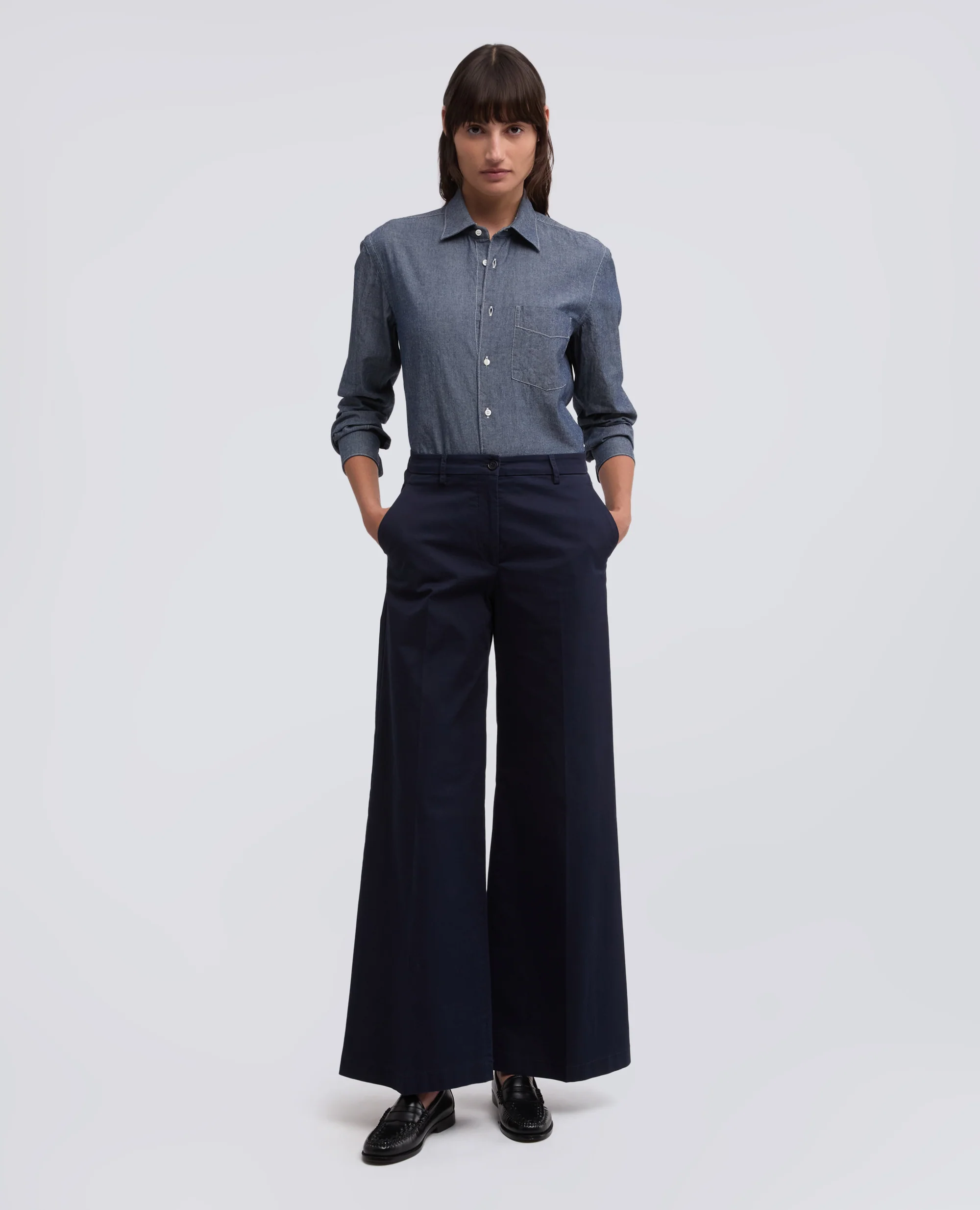 CAMICIA IN CHAMBRAY COTONE  CON COLLO CLASSICO - AA CAPSULE COLLECTION - DENIM - Image 2