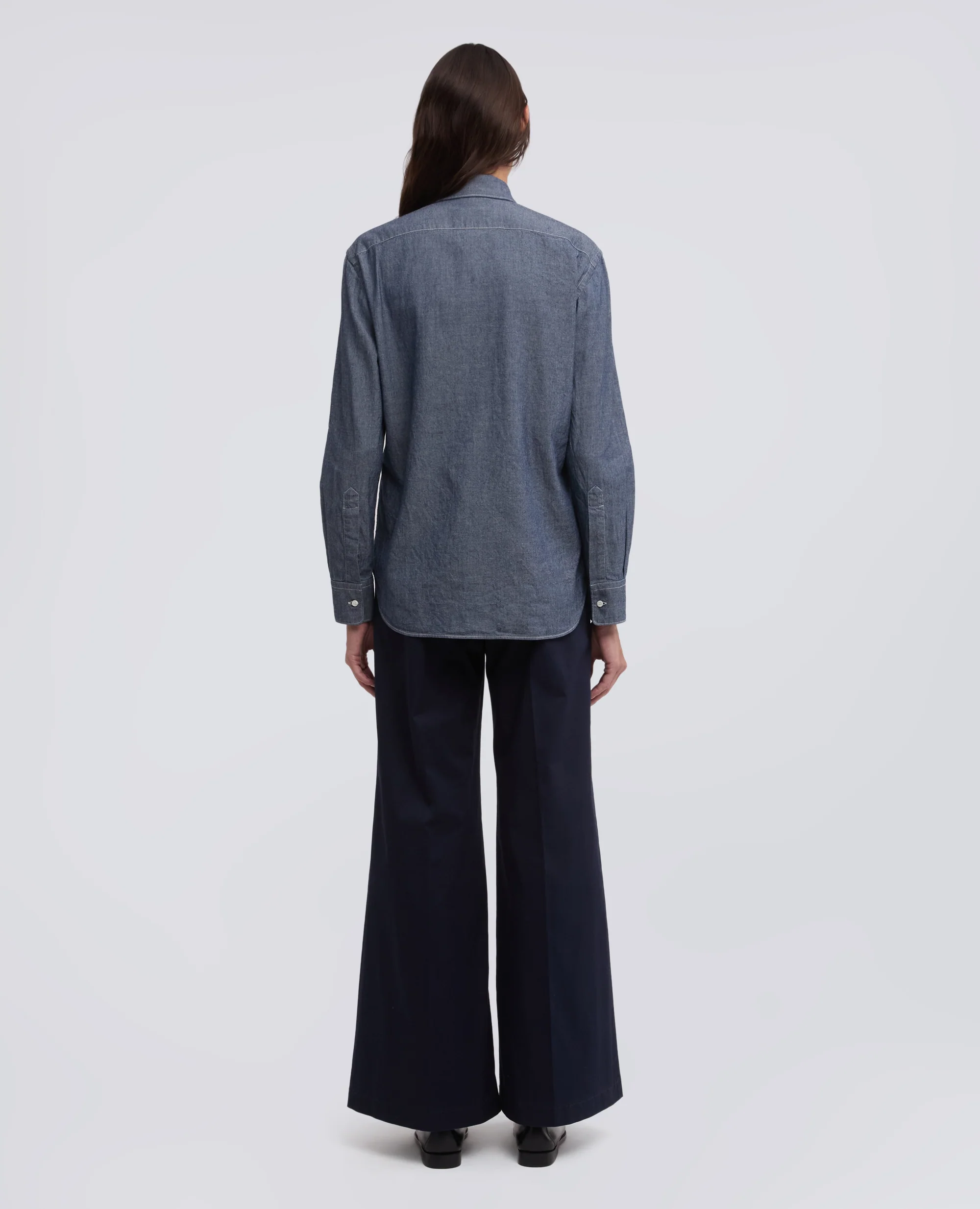 CAMICIA IN CHAMBRAY COTONE  CON COLLO CLASSICO - AA CAPSULE COLLECTION - DENIM - Image 3