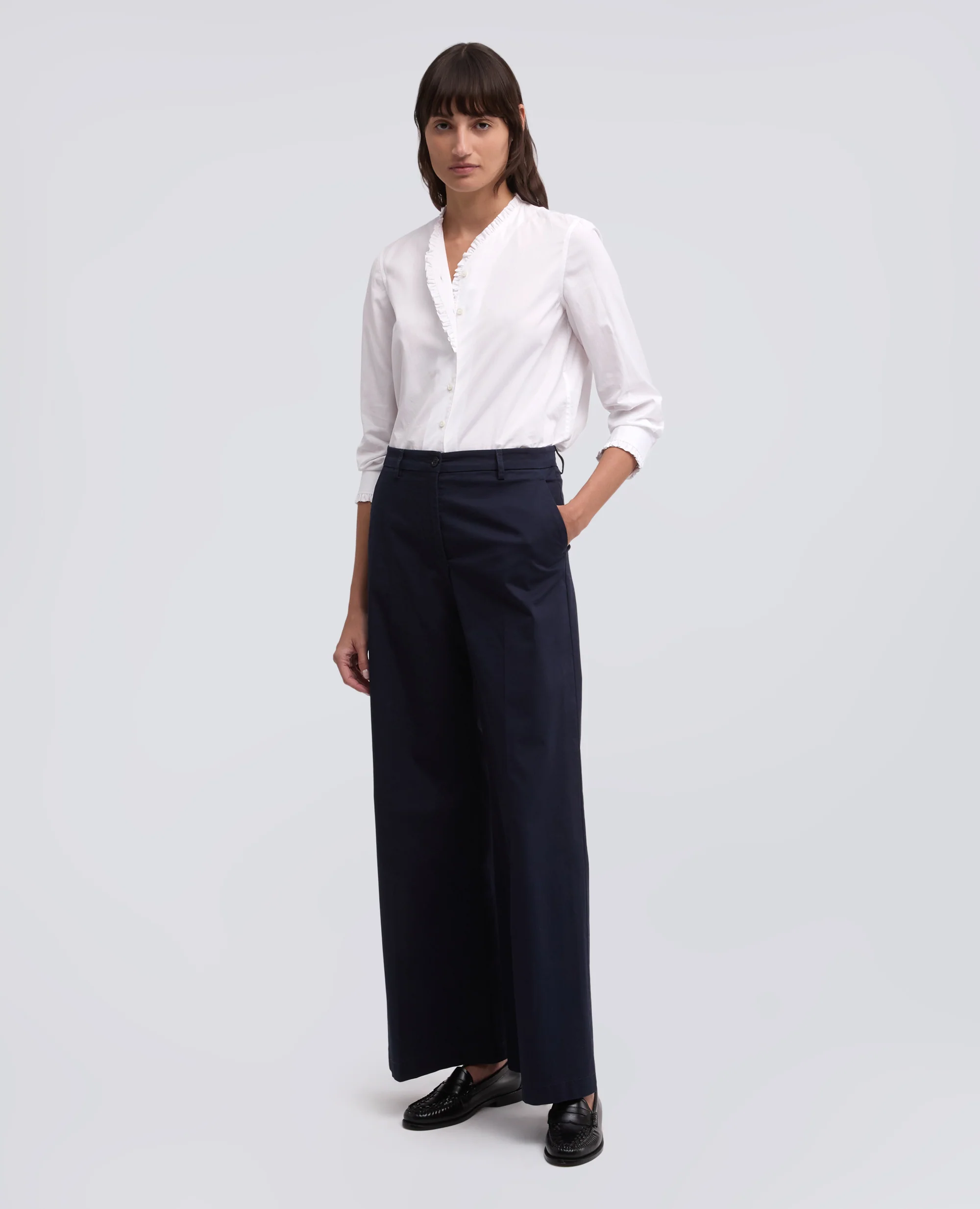 CAMICIA IN POPELINE COTONE TINTO PEZZA - AA CAPSULE COLLECTION - BIANCO - Image 2