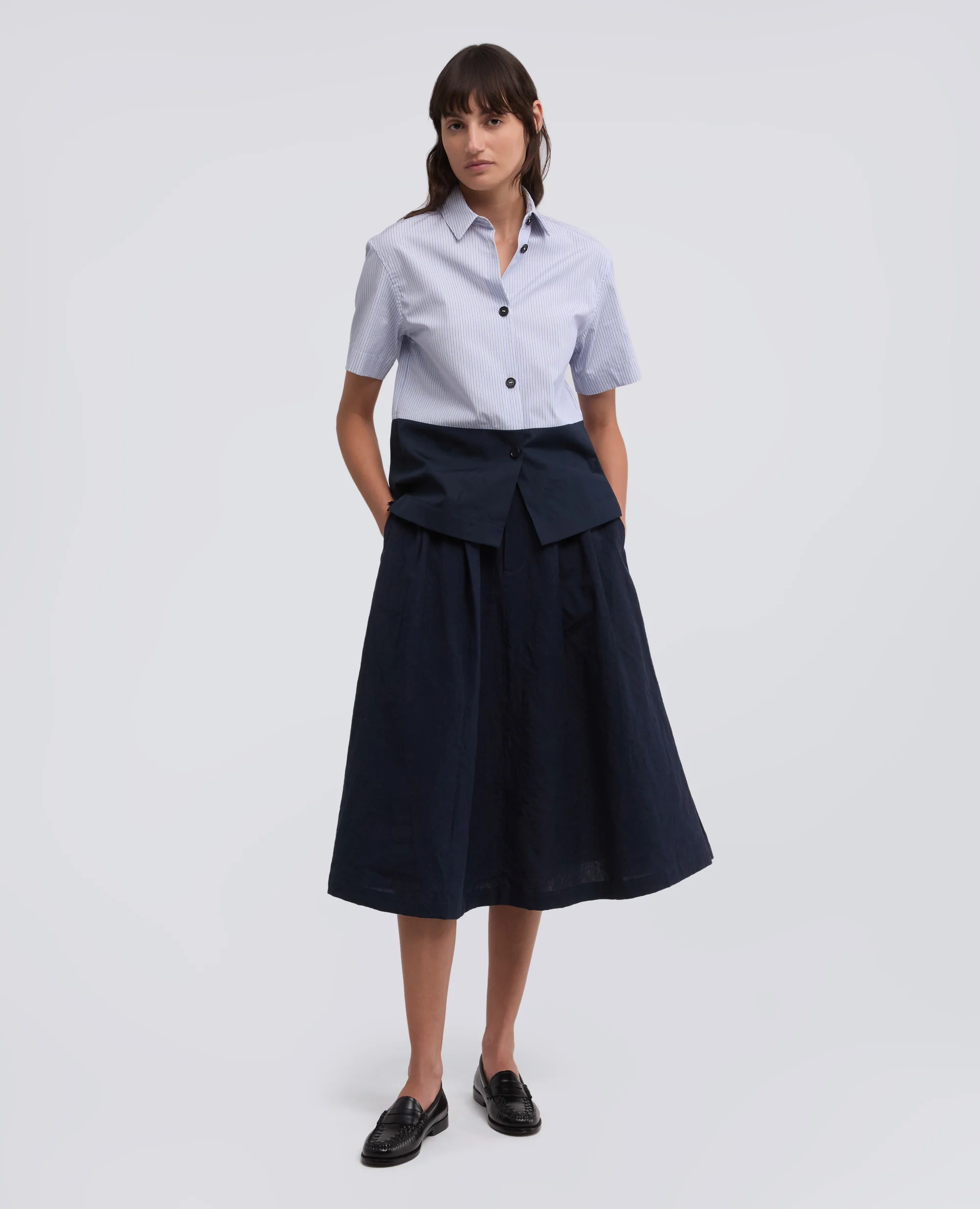 CAMICIA BOXY IN POPELINE COTONE - AA CAPSULE COLLECTION - RIGA AZZURRA - Image 2