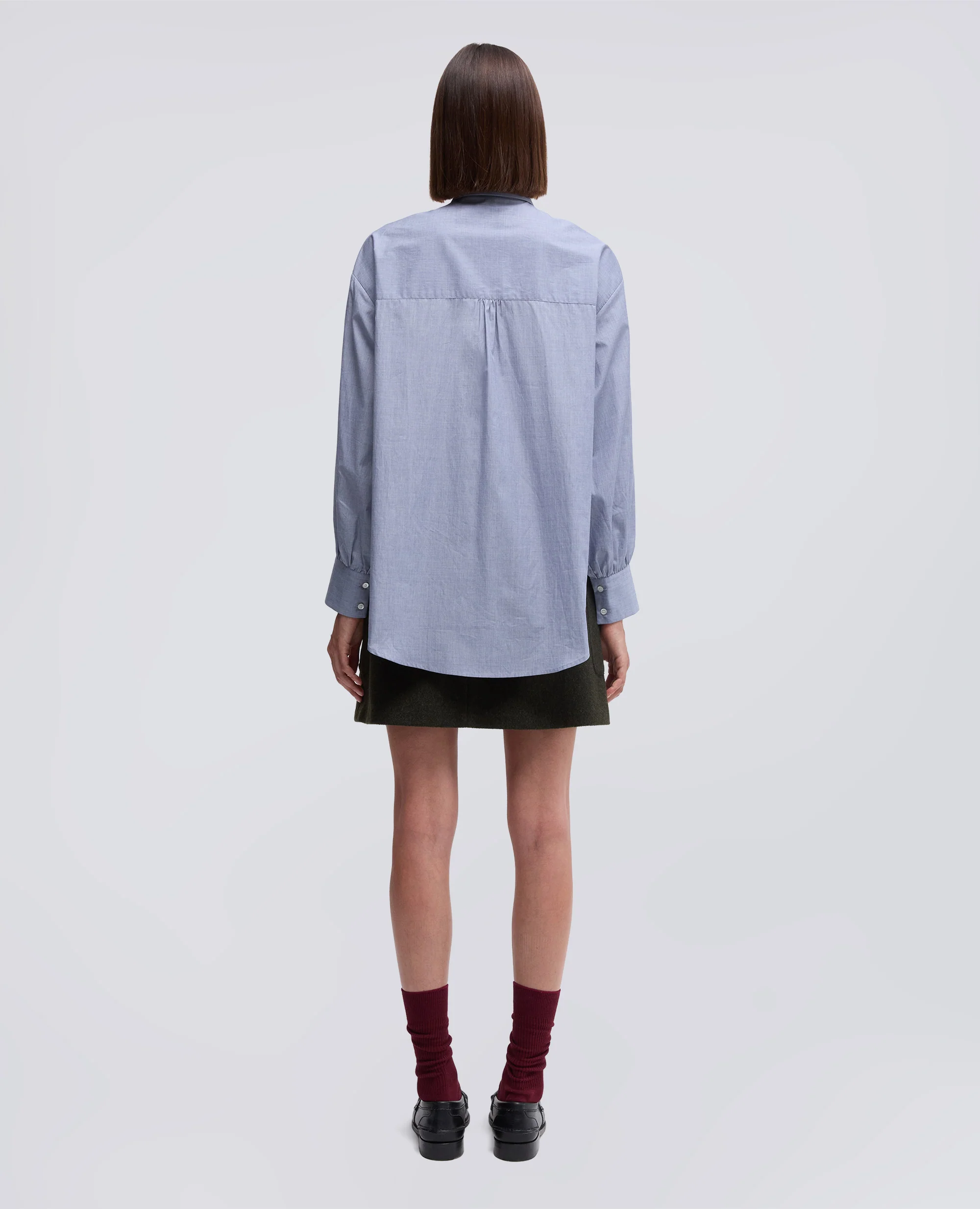 CAMICIA MASCHILE IN PIN POINT DI COTONE - BLU INDACO - Image 3