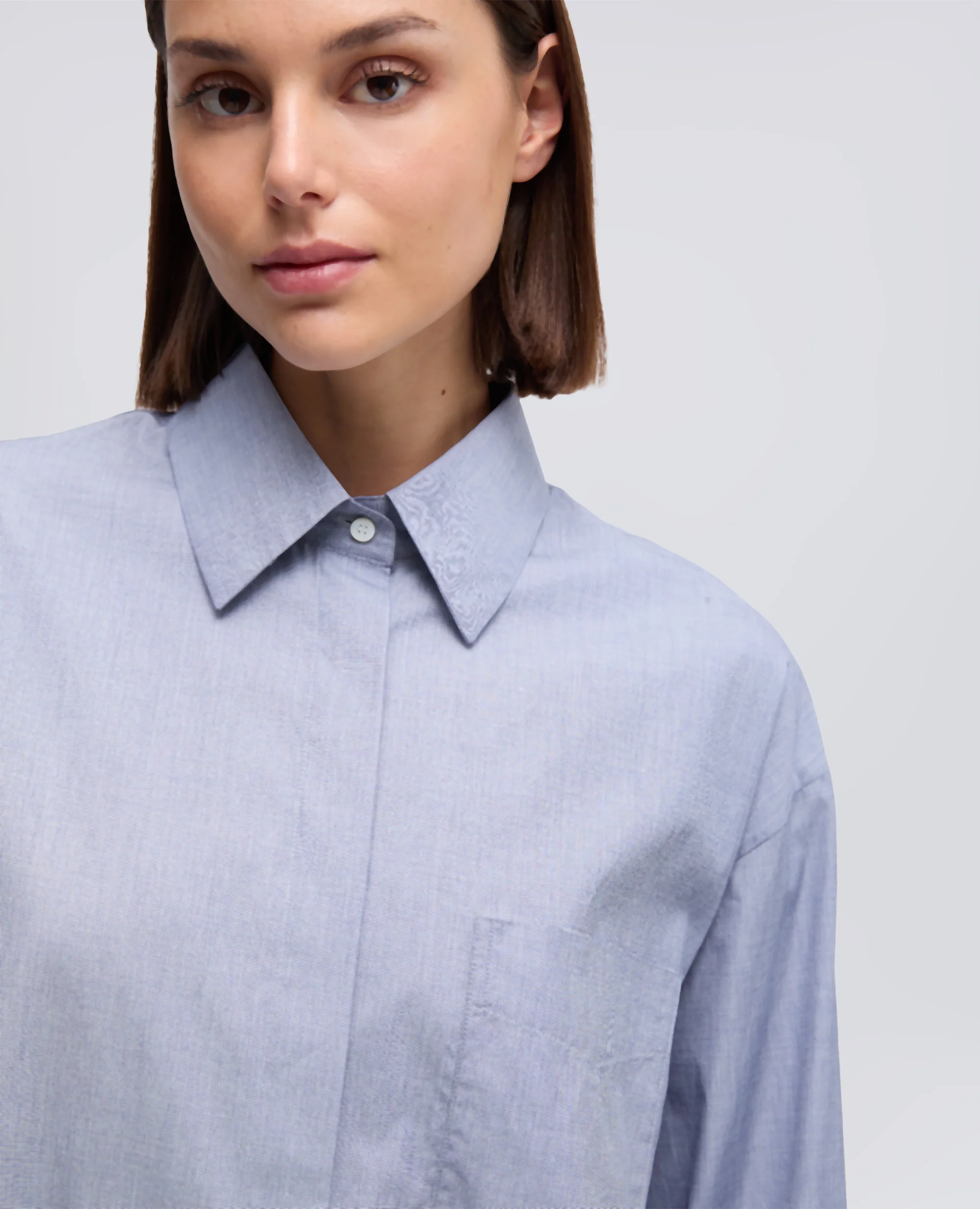 CAMICIA MASCHILE IN PIN POINT DI COTONE - BLU INDACO - Image 4