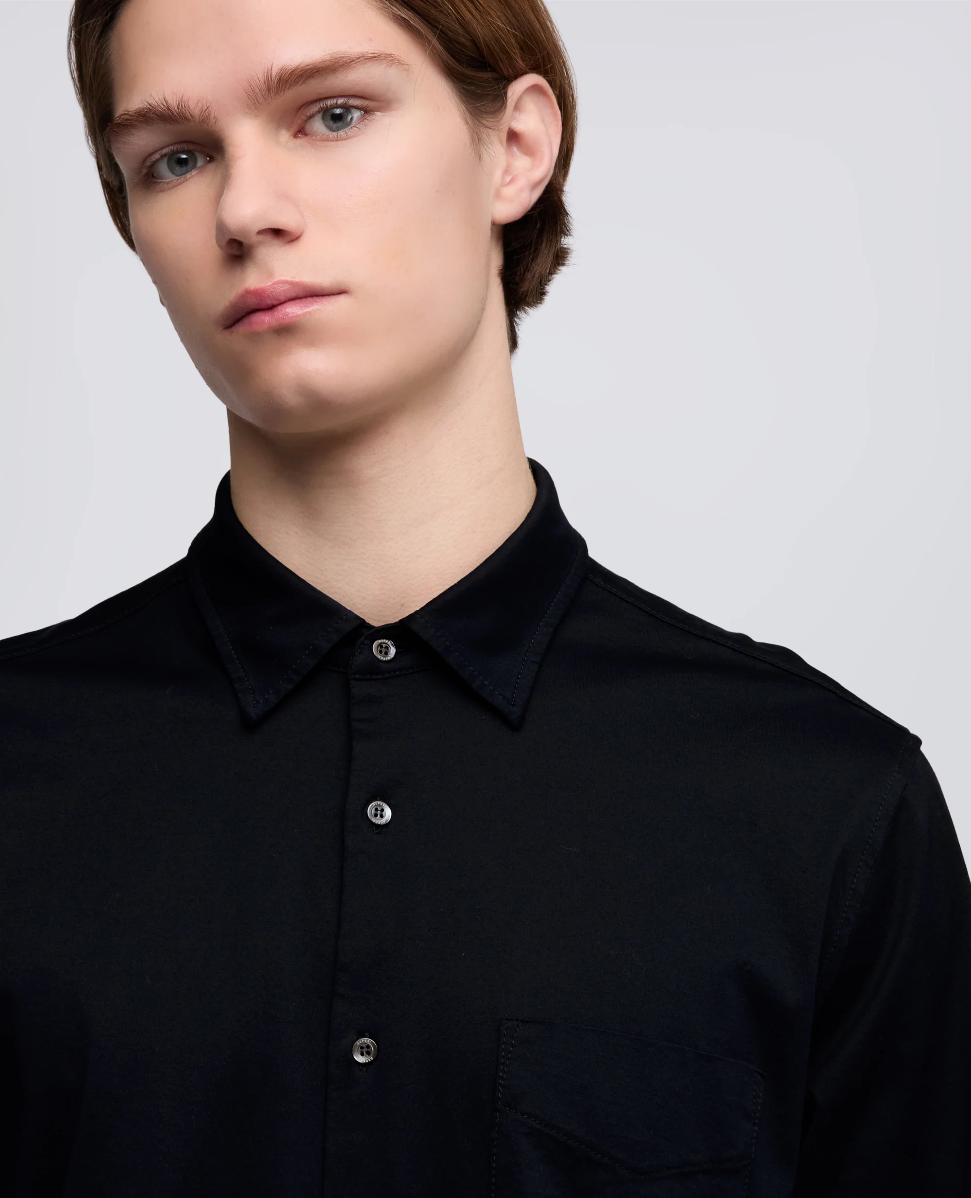 CAMICIA IN JERSEY DI COTONE - BLU - Image 4