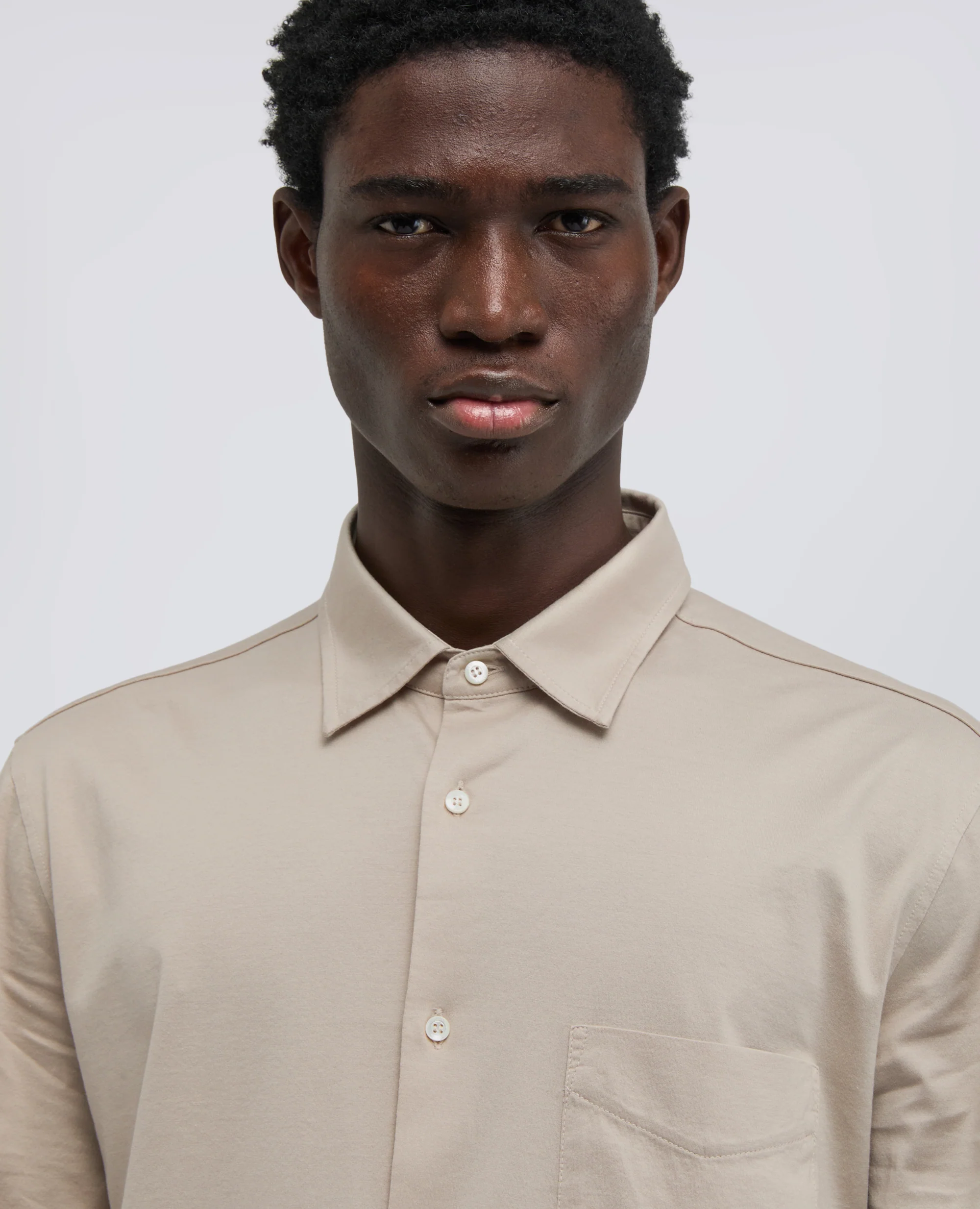CAMICIA IN JERSEY DI COTONE - SABBIA - Image 4