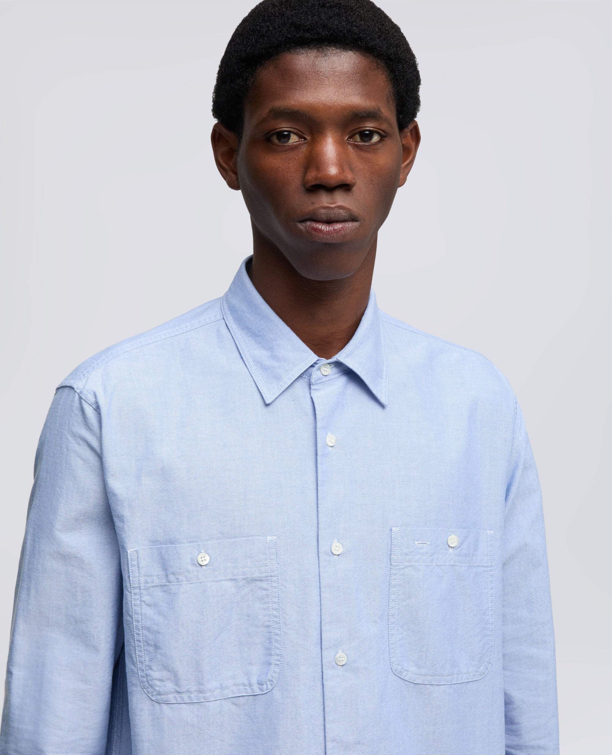 CAMICIA DA LAVORO IN CHAMBRAY DI COTONE GIAPPONESE - AZZURRO - Image 4