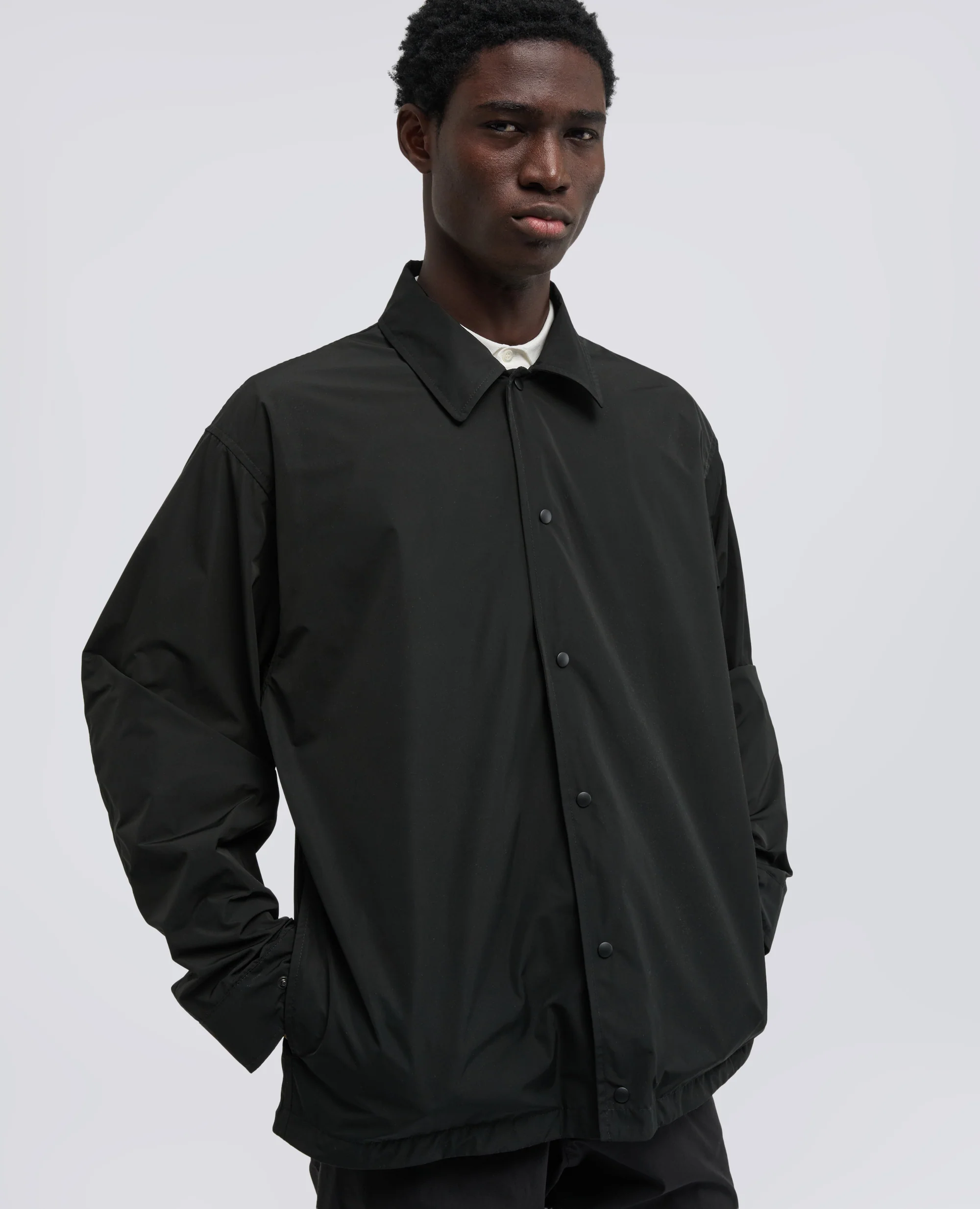 CAMICIA IN TAFFETA FODERATA IN NYLON LEGGERO - NERO - Image 4
