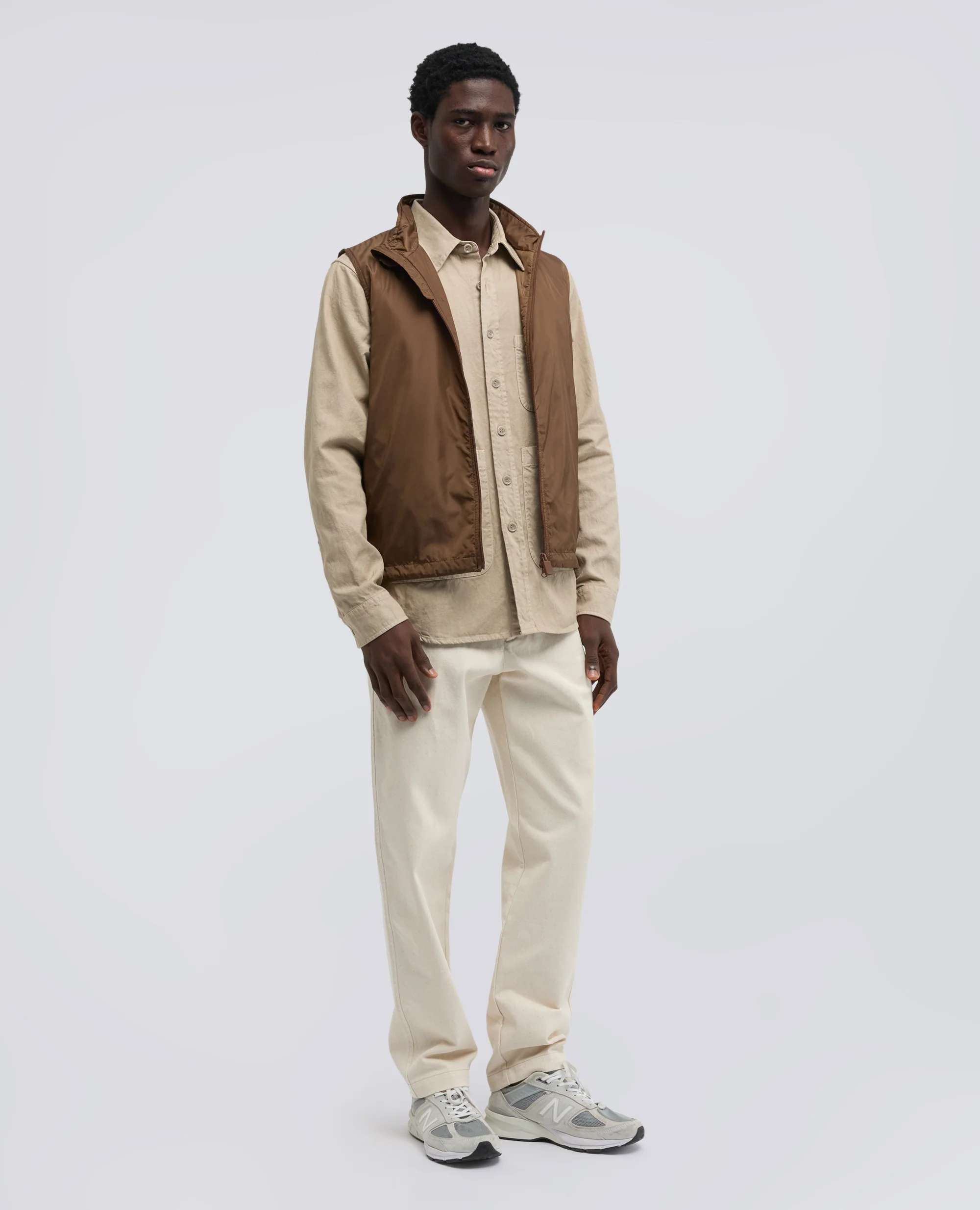 CAMICIA UTILITY IN GABARDINA DI COTONE-LINO - BEIGE - Image 2