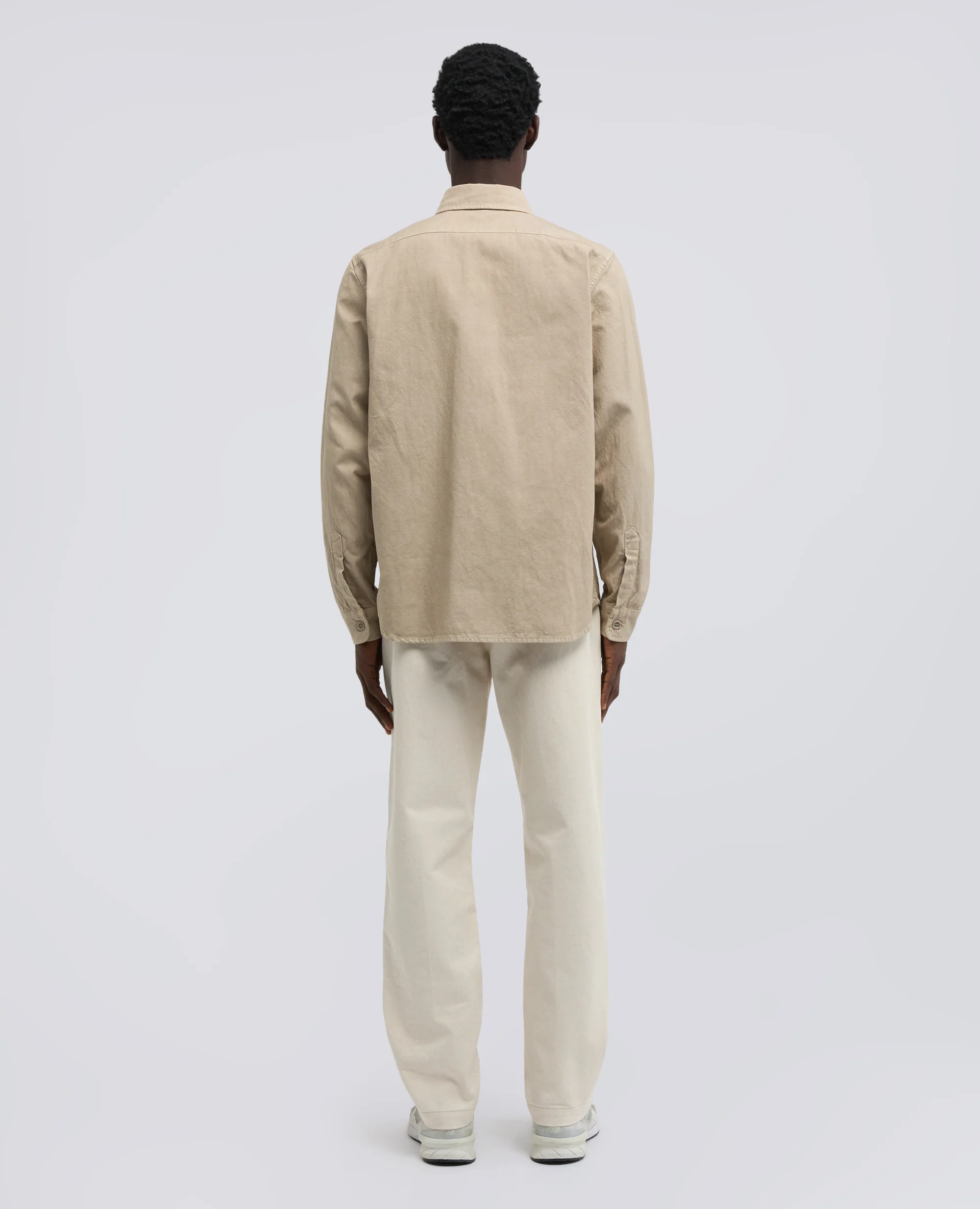 CAMICIA UTILITY IN GABARDINA DI COTONE-LINO - BEIGE - Image 3