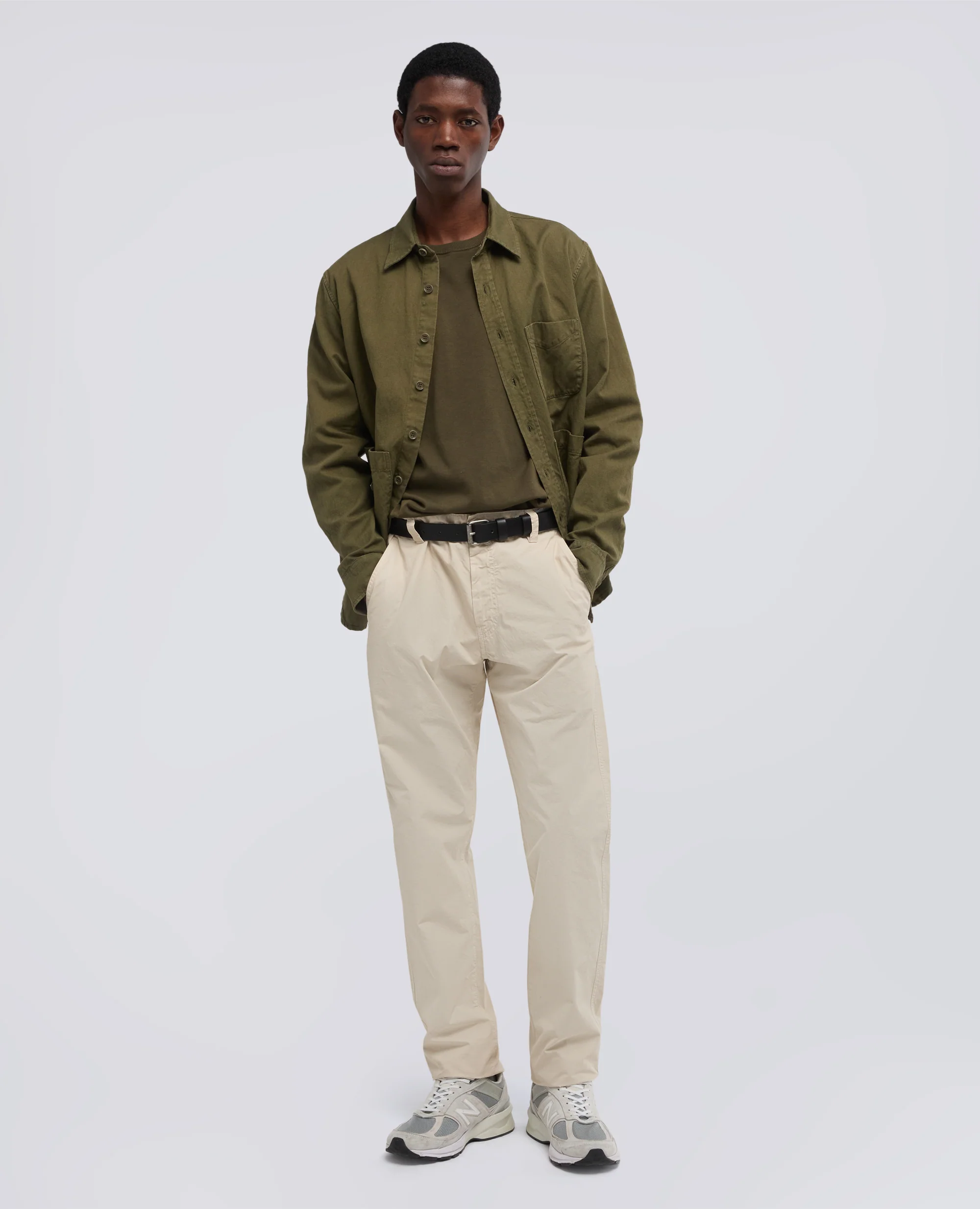 CAMICIA UTILITY IN GABARDINA DI COTONE-LINO - MILITARE - Image 2